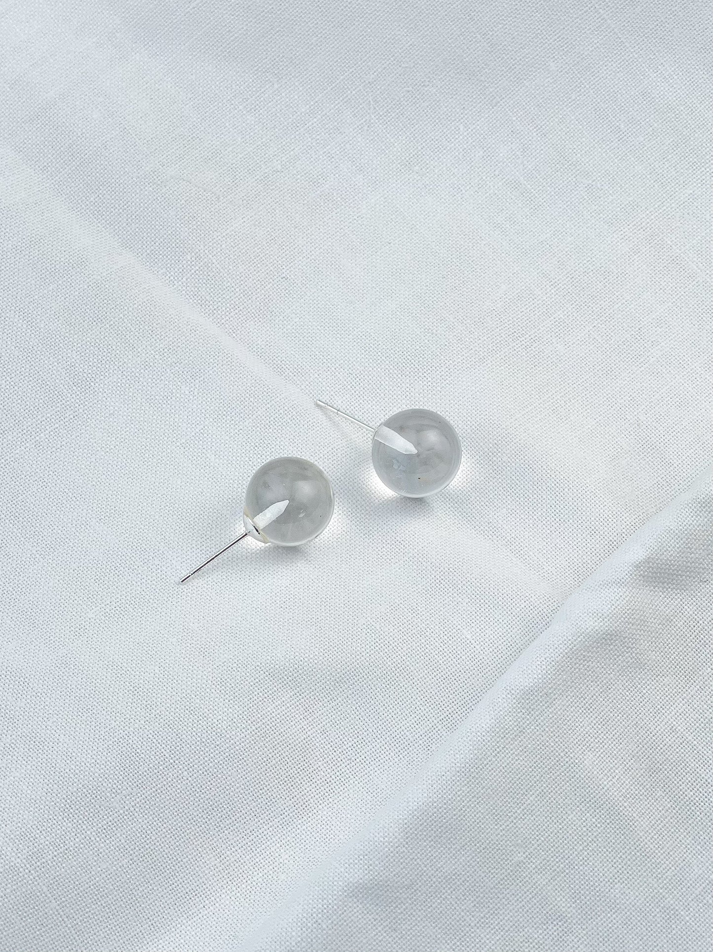 Silver Plated Crystal Ball Stud Earrings
