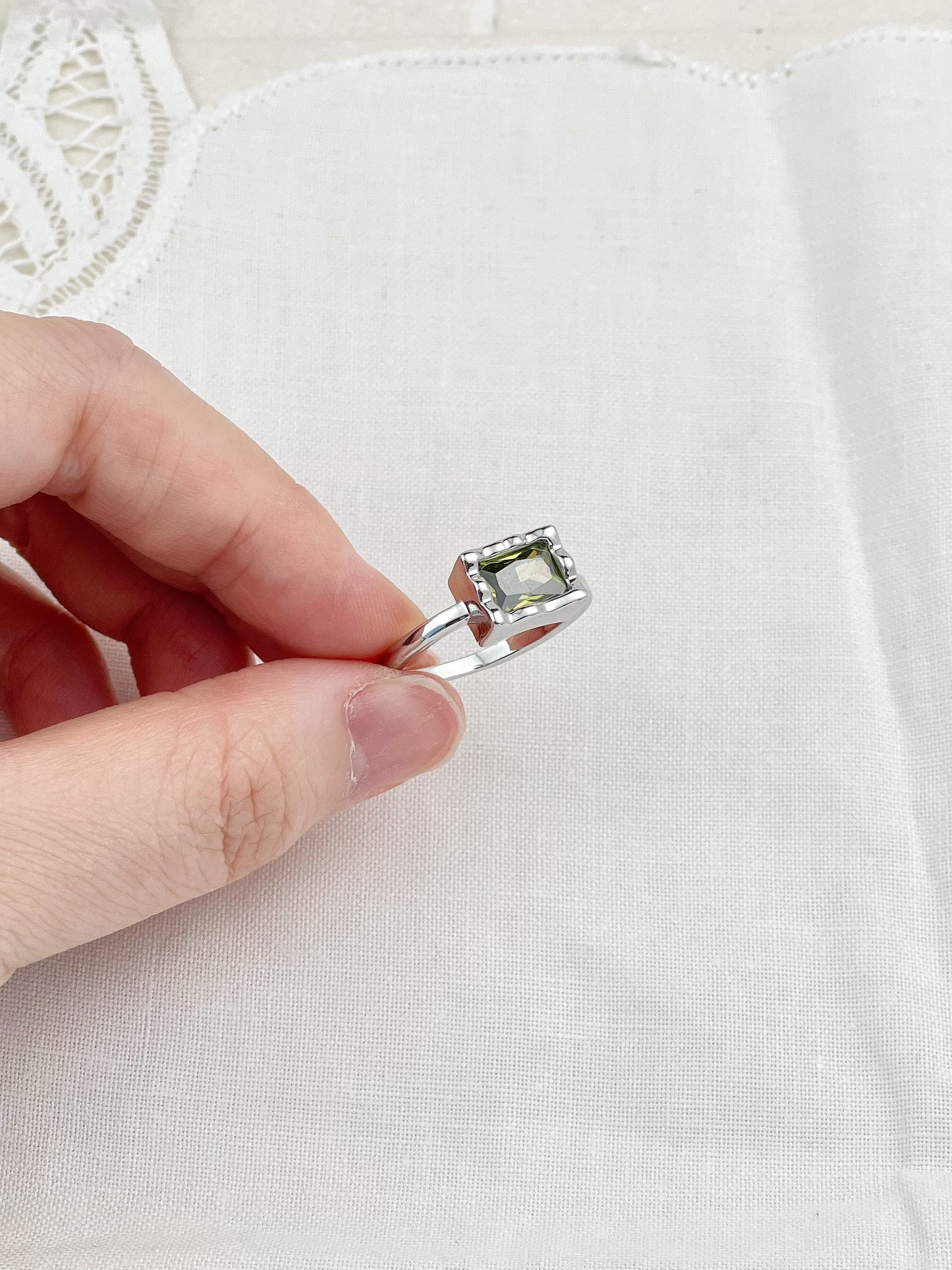 Silver Dark Green Topaz Ring