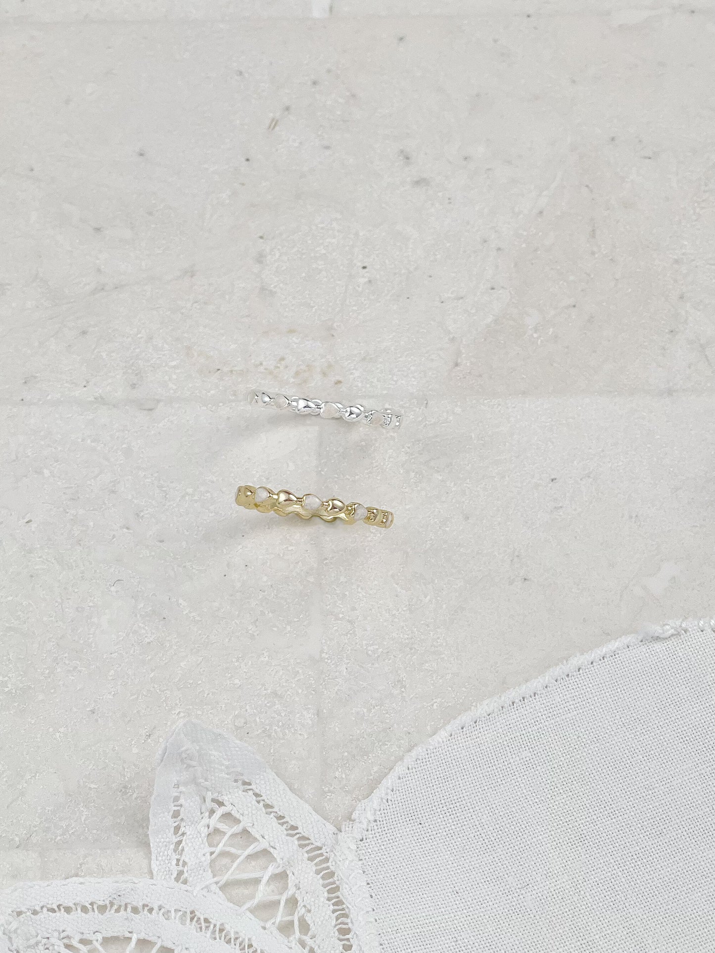 Gold / Silver Enamel Hearts Ring