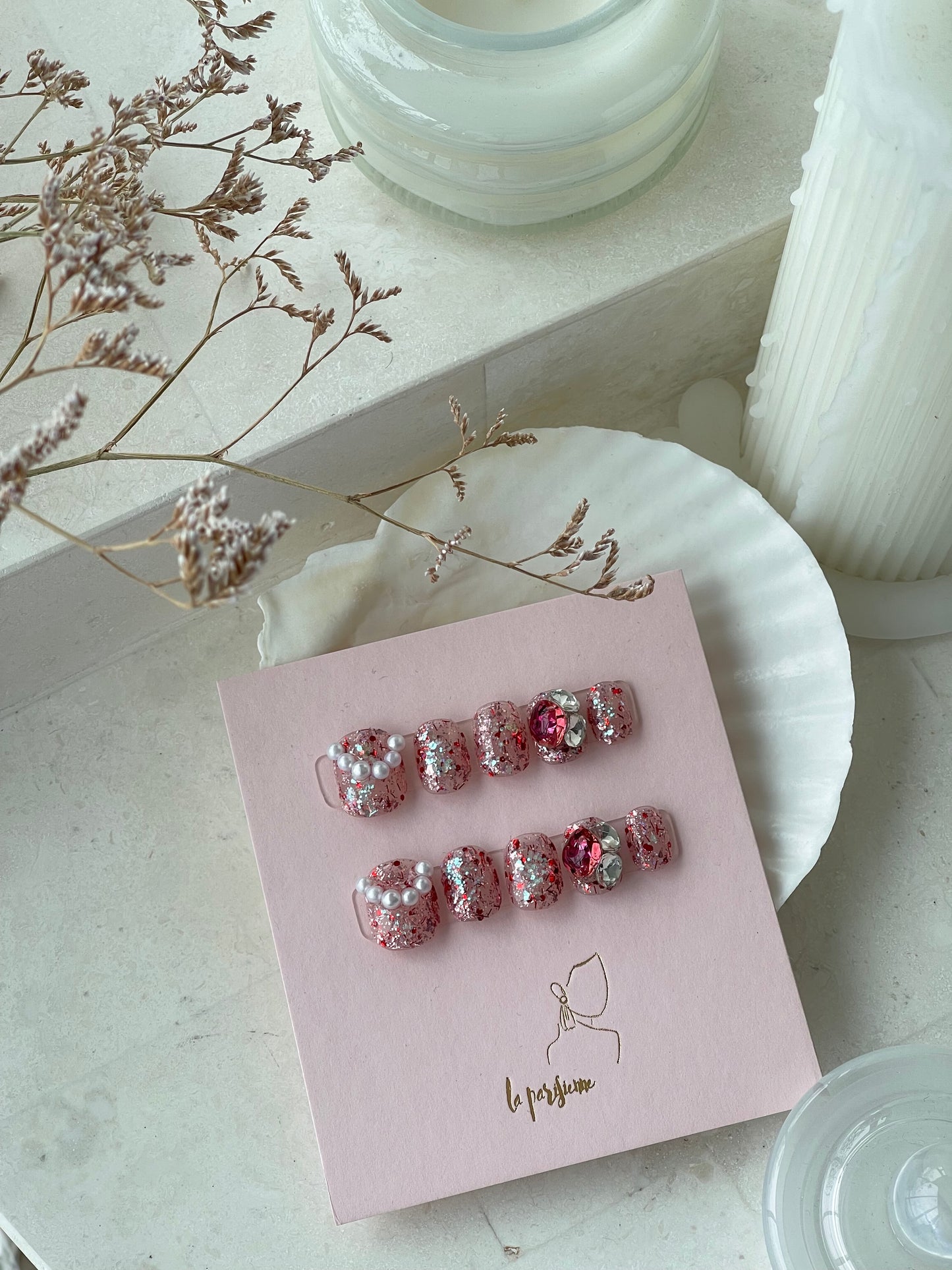 Lady Red Press On Nails