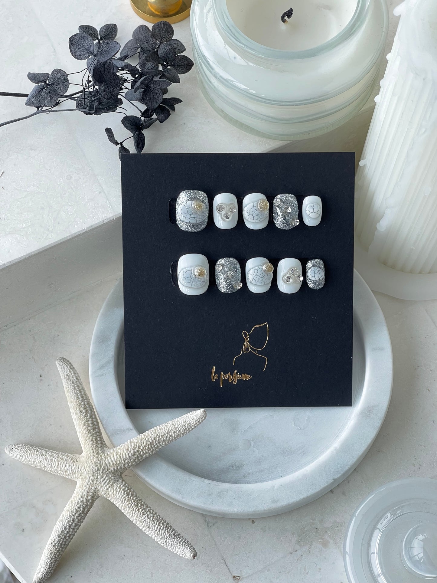 Marble Press On Nails