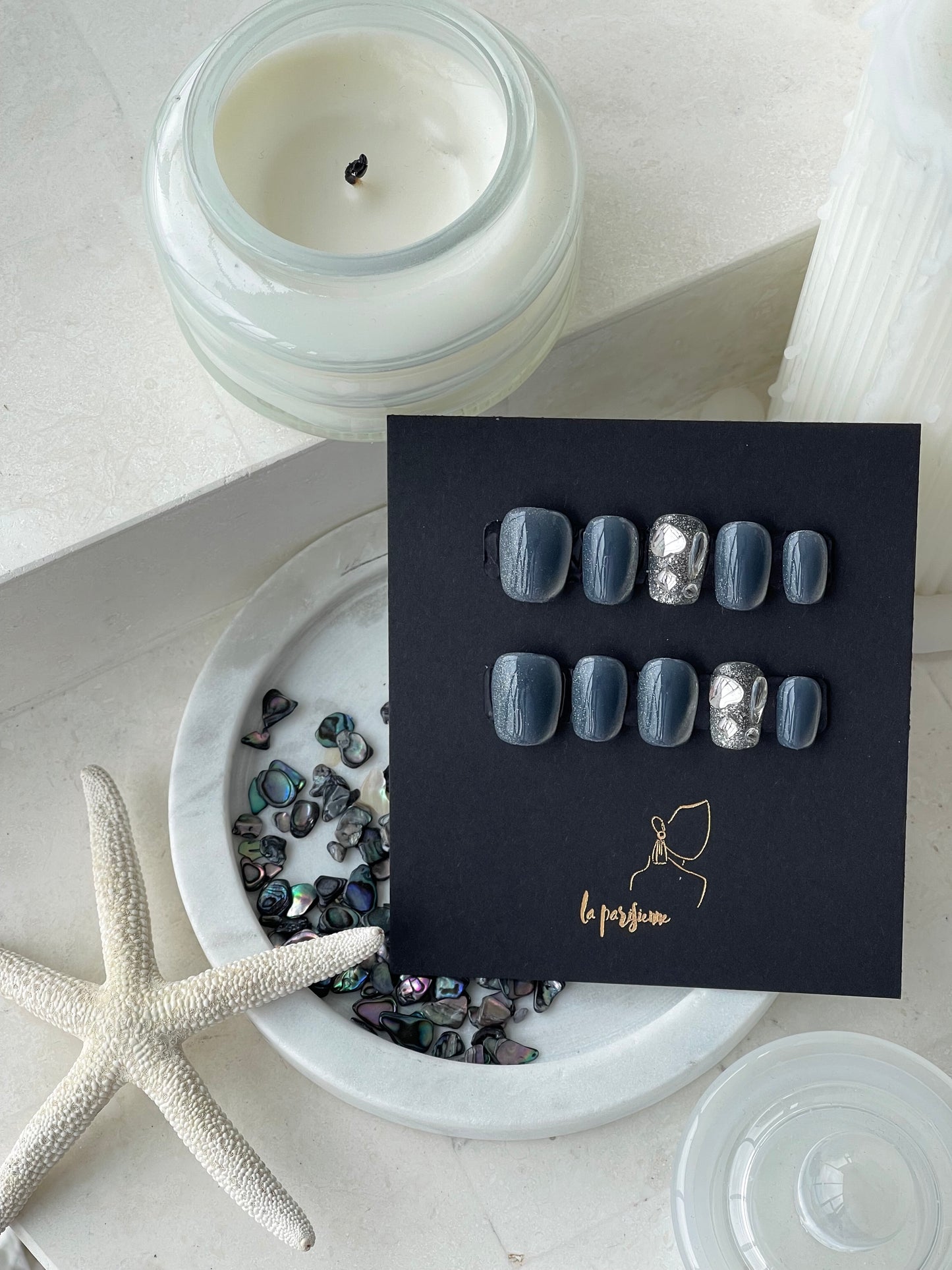 Blue Cat Eye Press On Nails