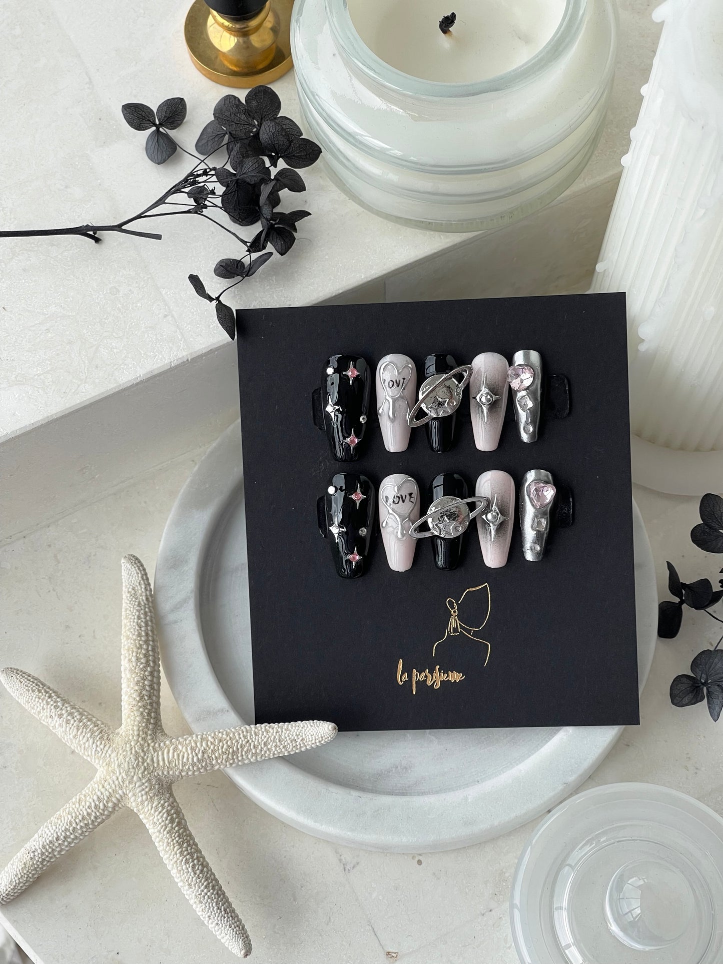 Pink Planet Press On Nails