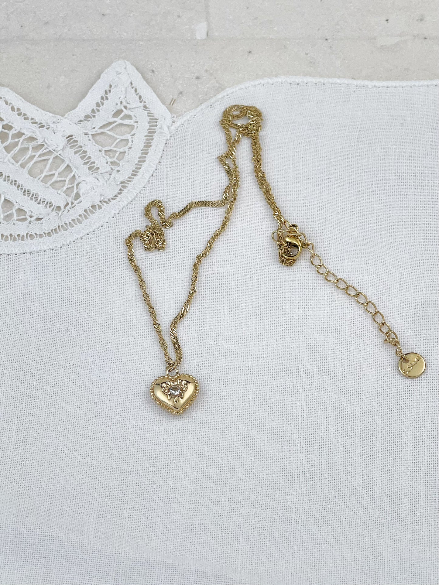 Gold Plated Cubic Zirconia Heart Necklace