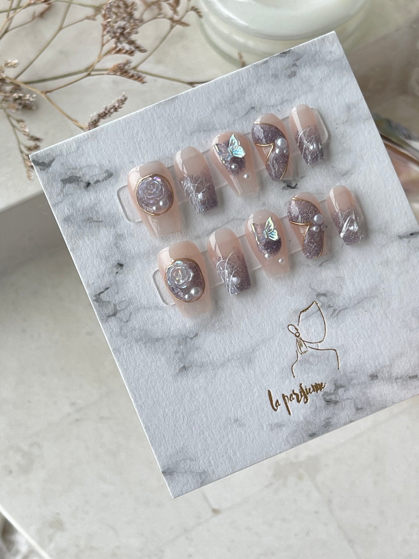 Purple Butterfly Press On Nails
