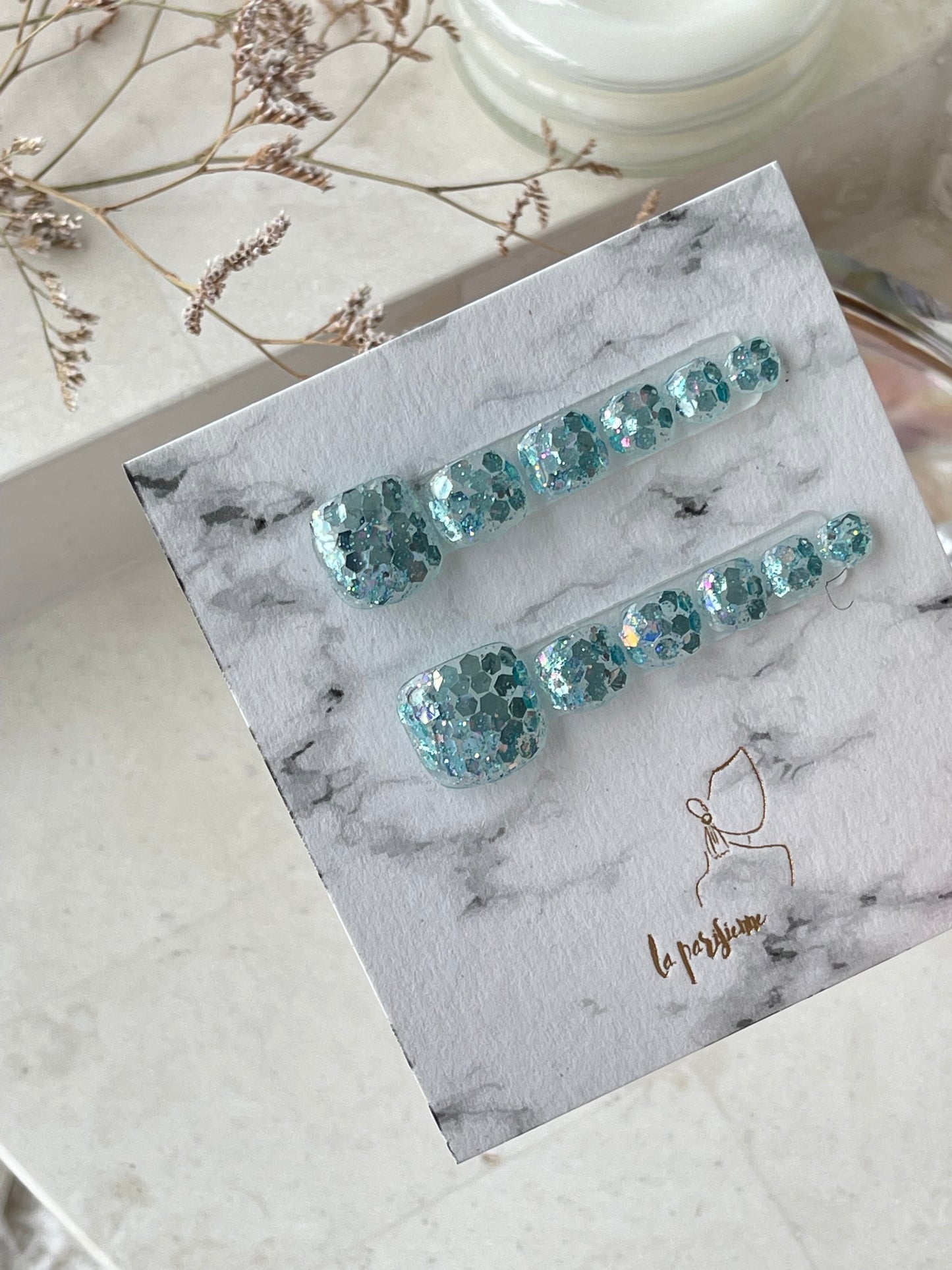 Flash Blue (Feet) Press On Nails