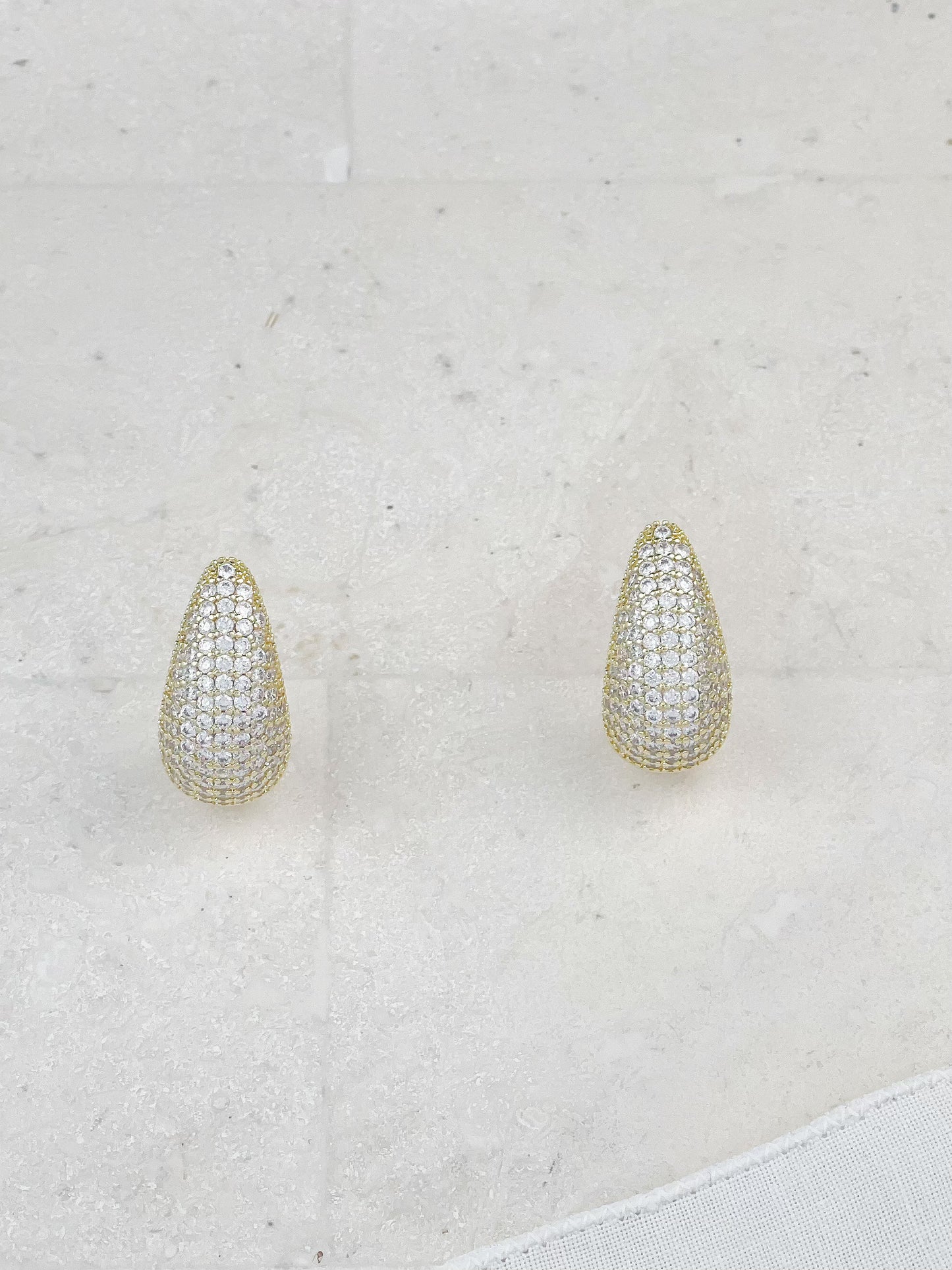 Gold Plated Diamond Drop Earrings