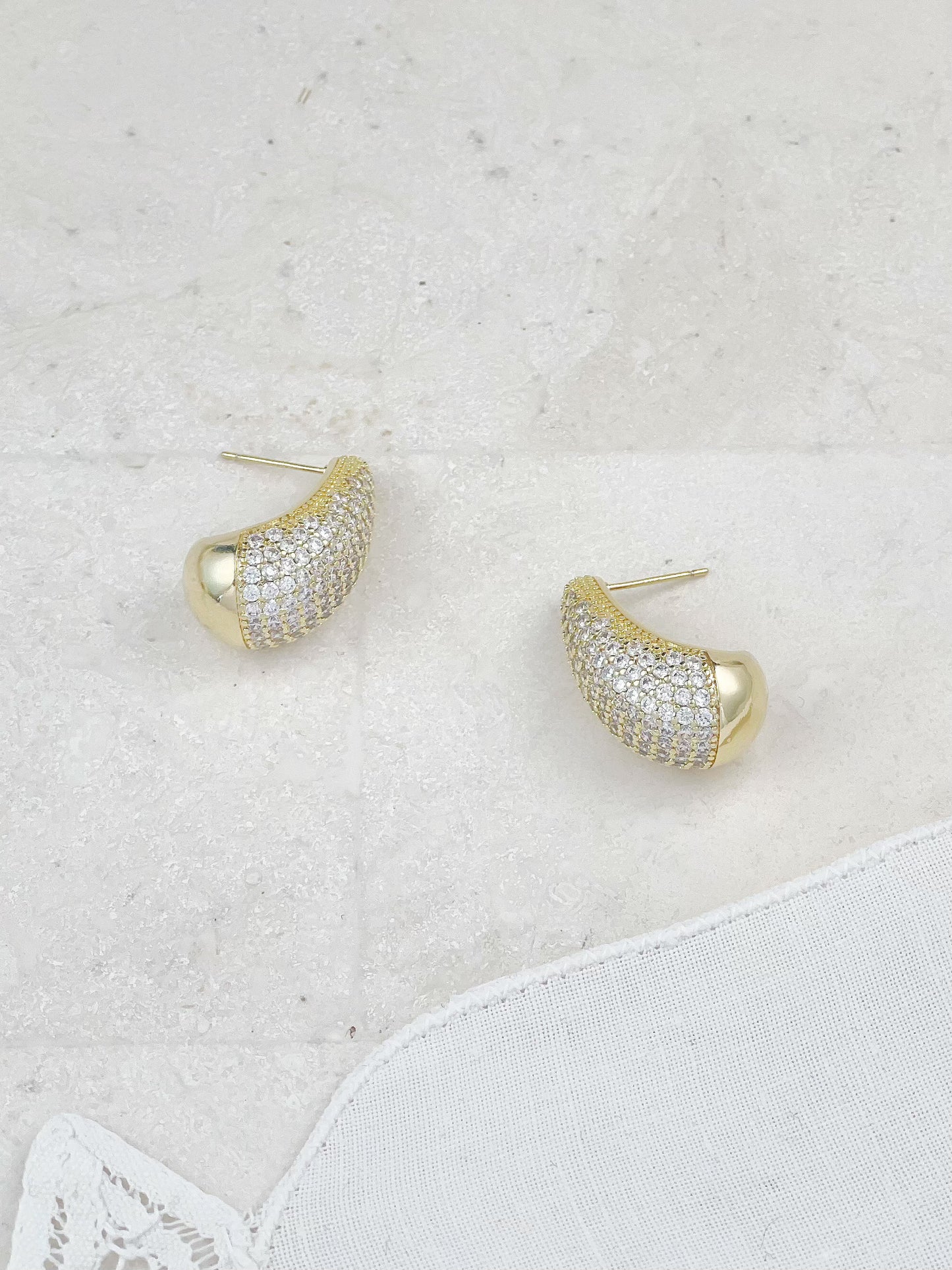 Gold Plated Diamond Drop Earrings