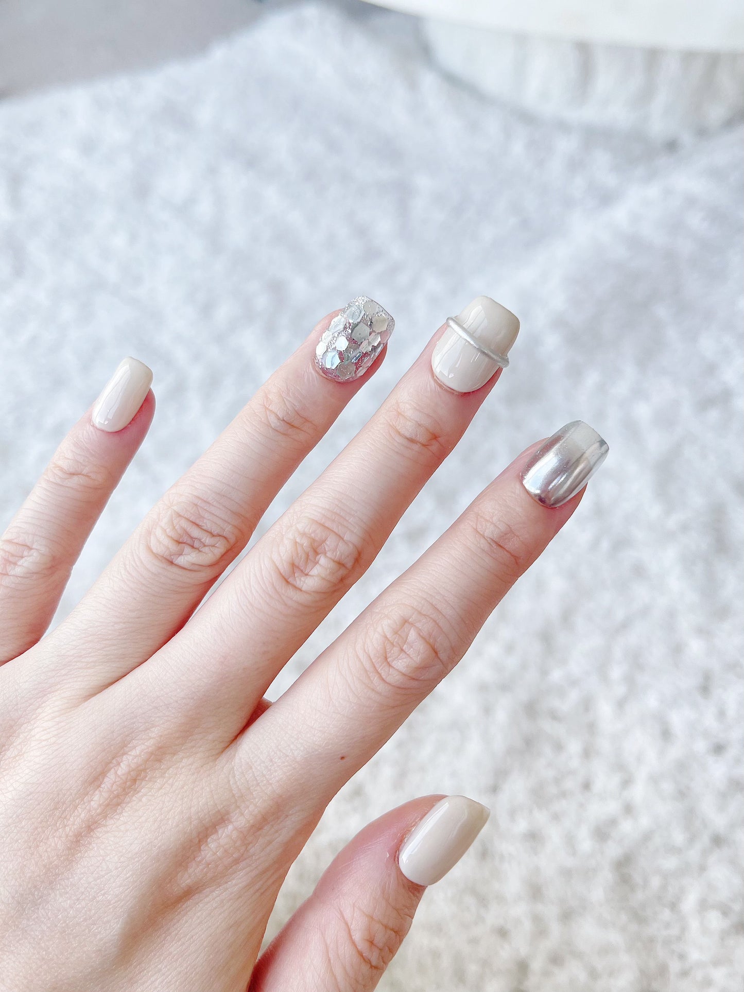 White Lover Press On Nails
