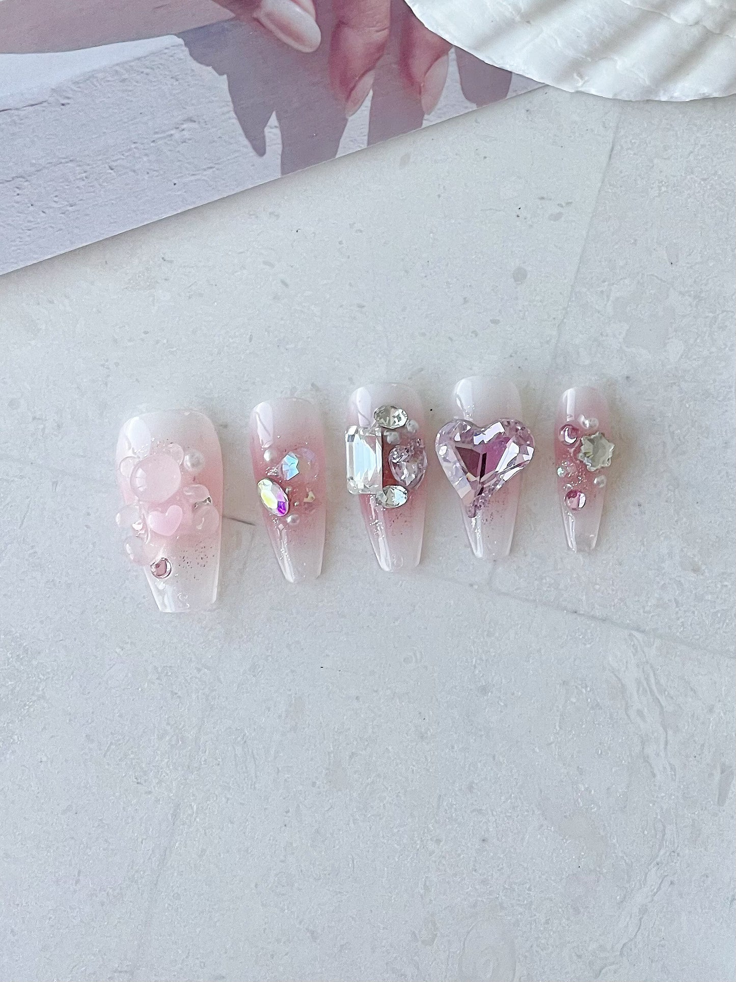 Pink Bear Press On Nails