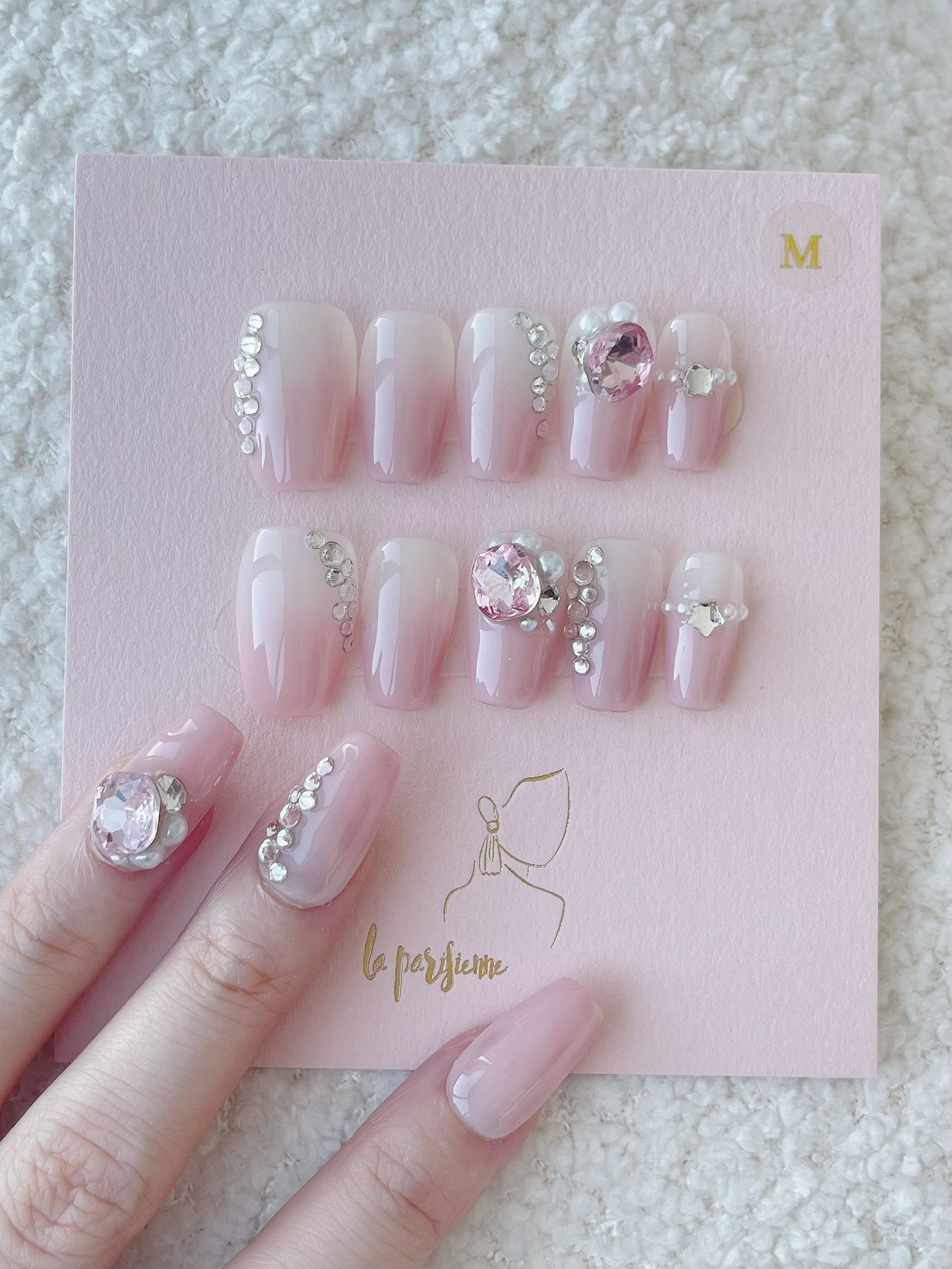 Gradient Pink Diamond Press On Nails