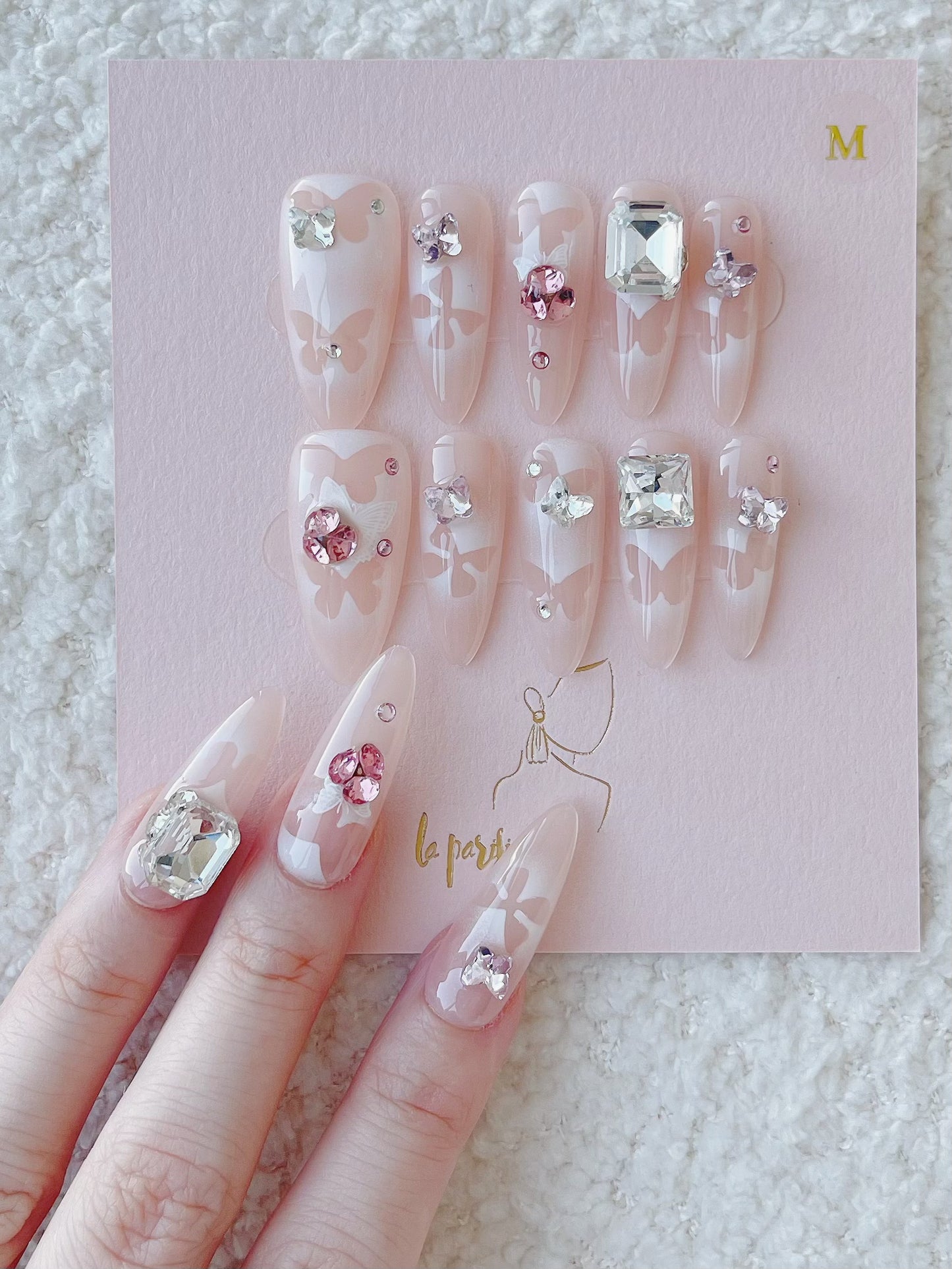 Spray Paint Butterfly Diamond Press On Nails