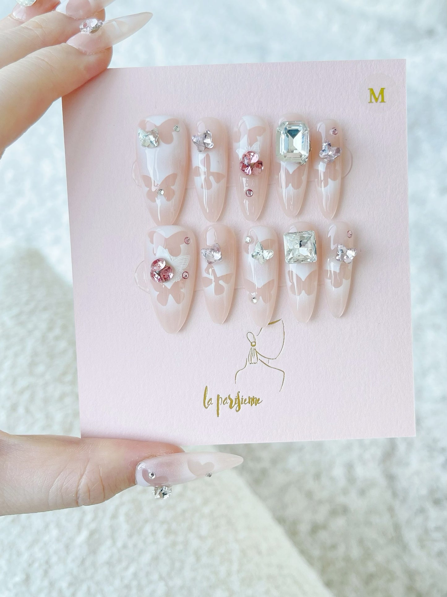 Spray Paint Butterfly Diamond Press On Nails