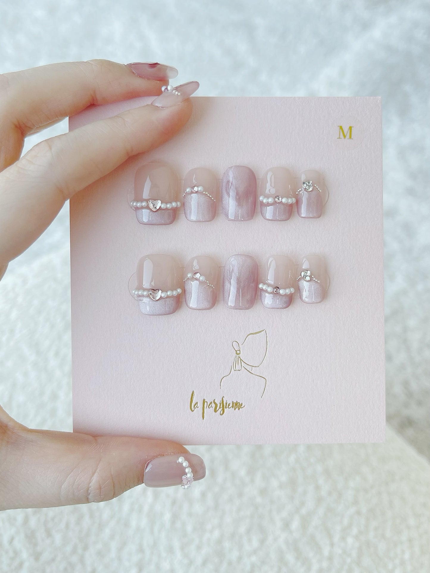 Cat Eye Pearl French Style Press On Nails
