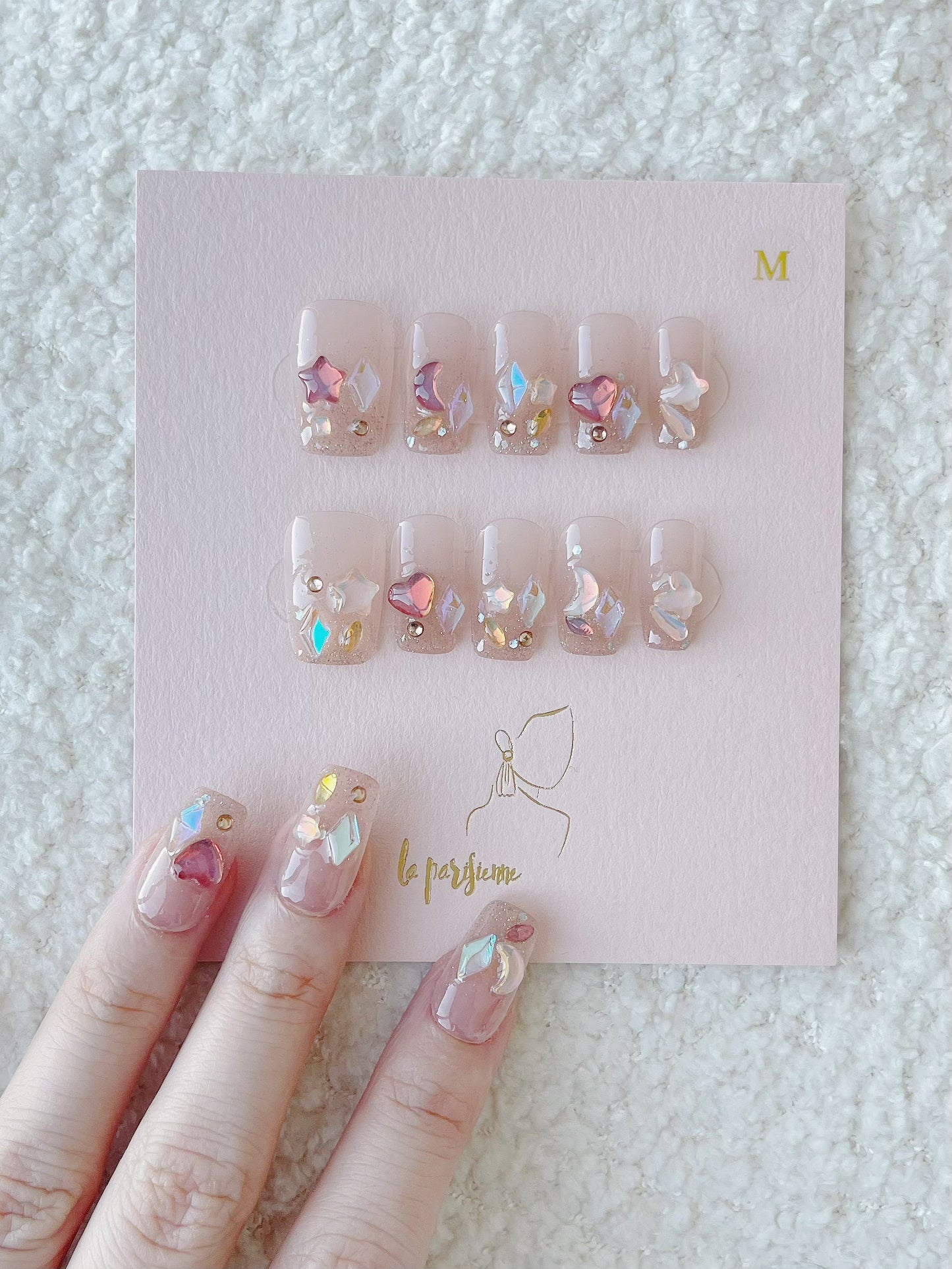 Gradient Crystal French Press On Nails