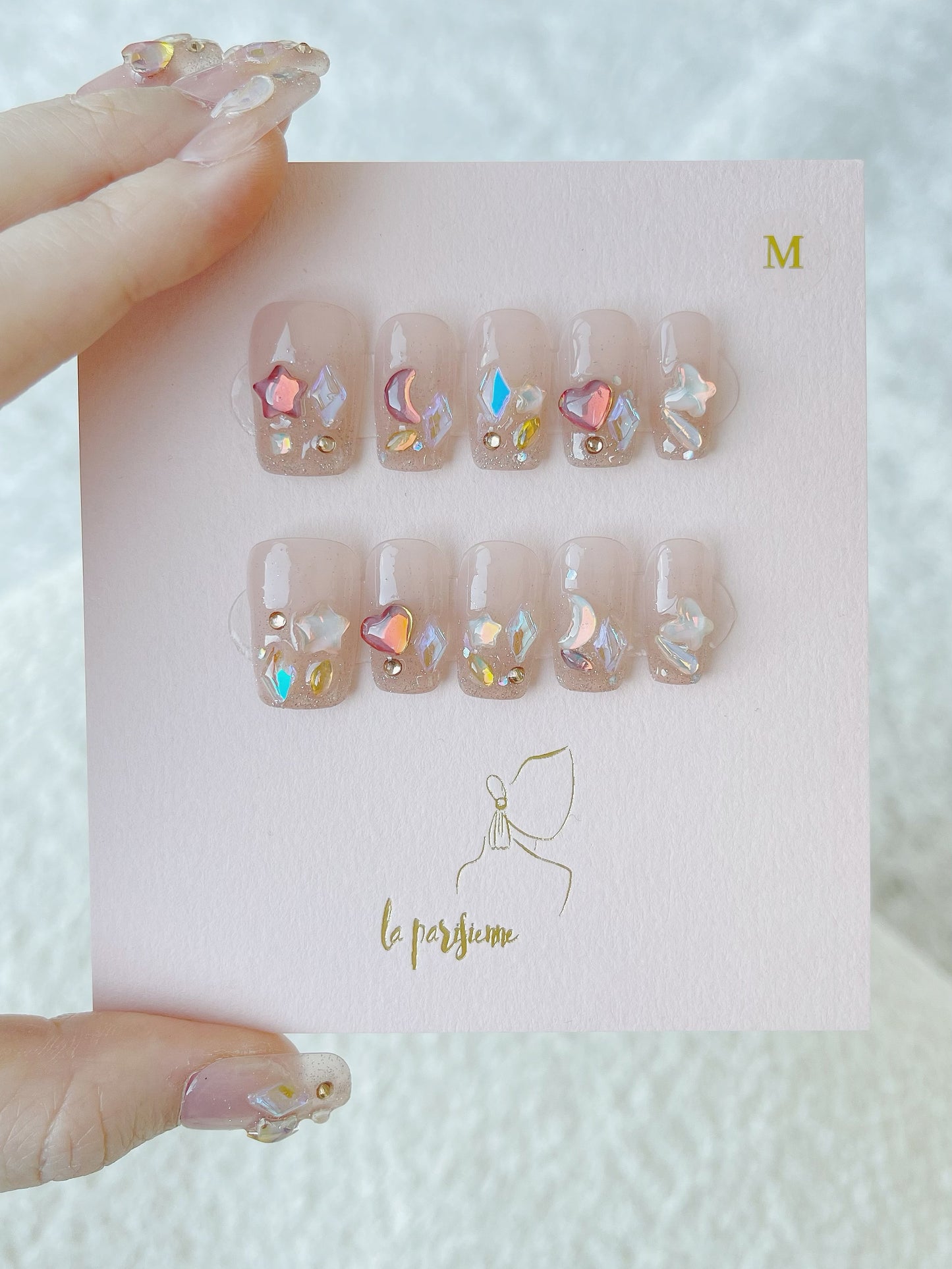 Gradient Crystal French Press On Nails