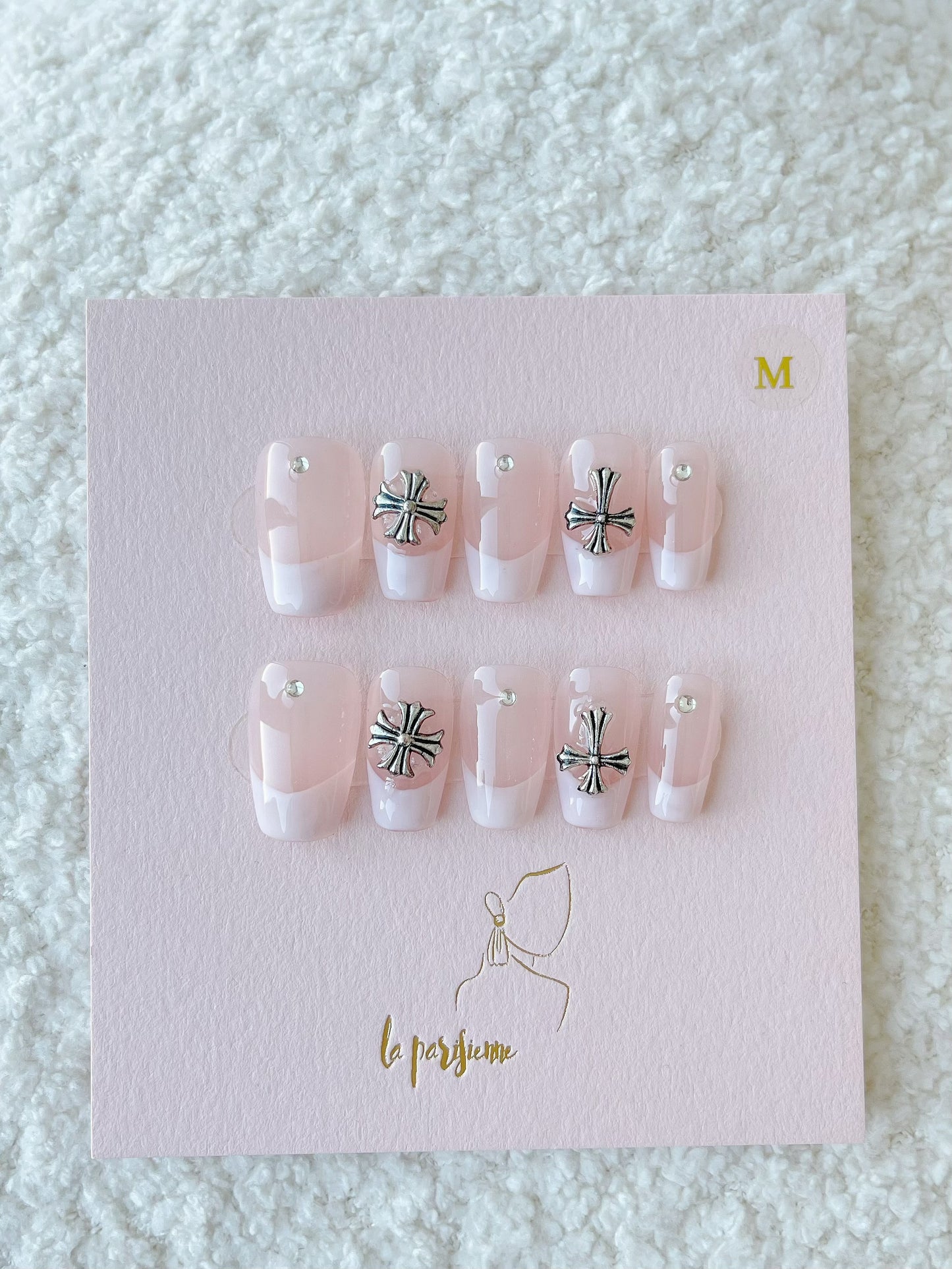 Cross French Manicure Press On Nails