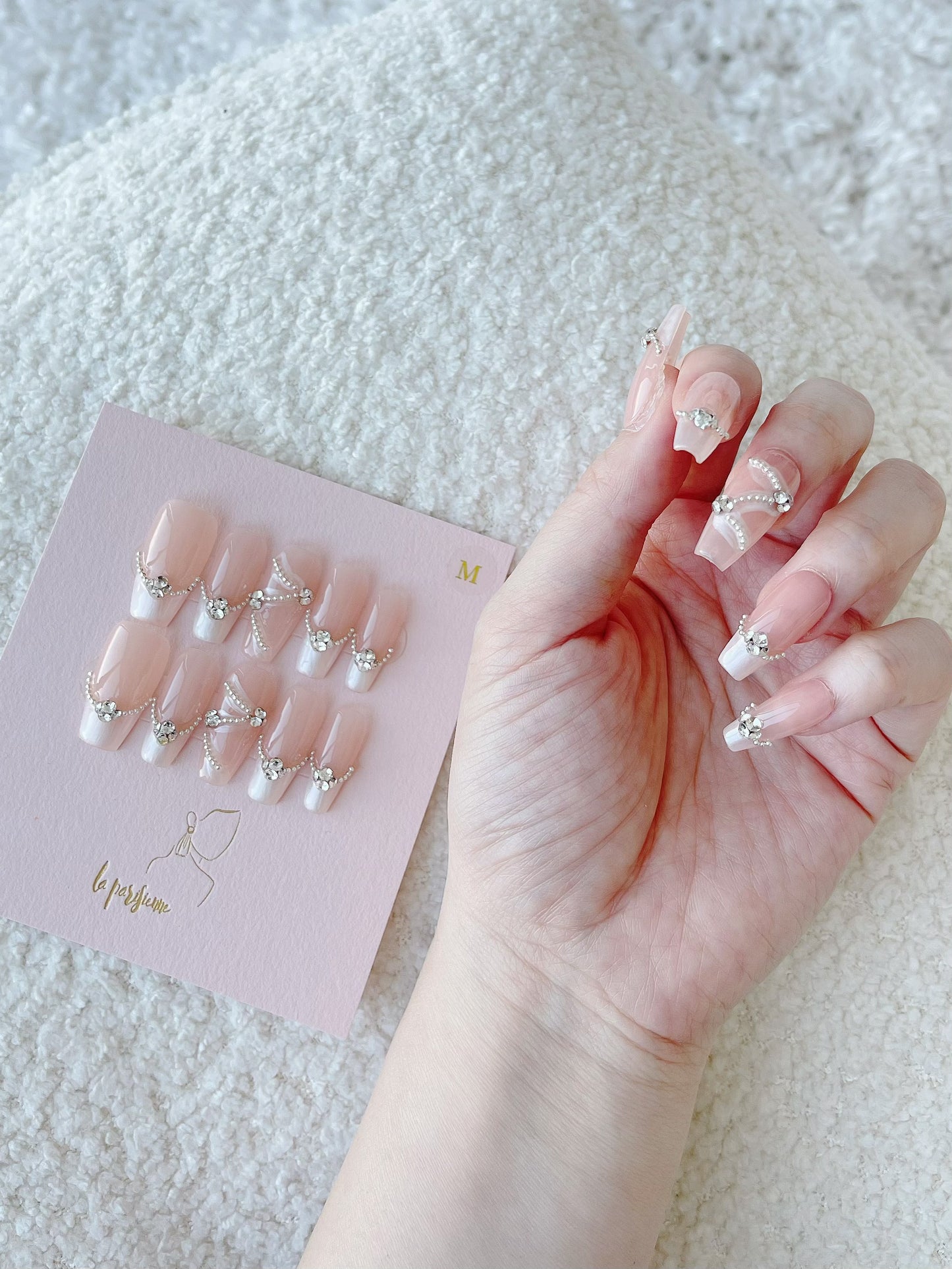 Ribbon French Manicure Press On Nails