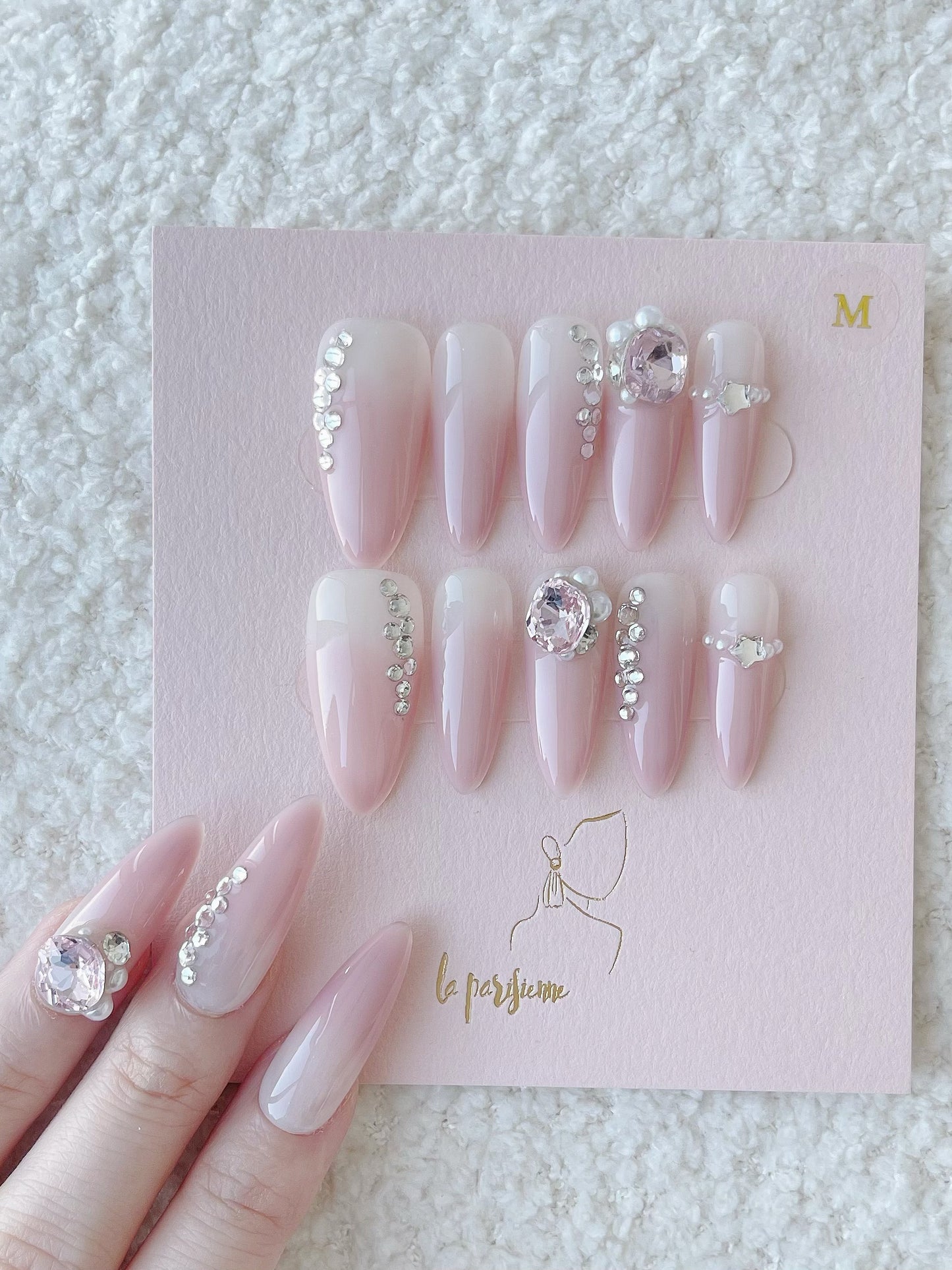 Pink Gradient Diamond Manicure Press On Nails