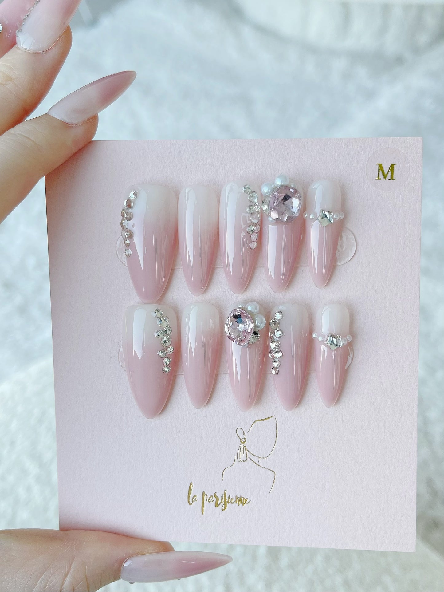 Pink Gradient Diamond Manicure Press On Nails