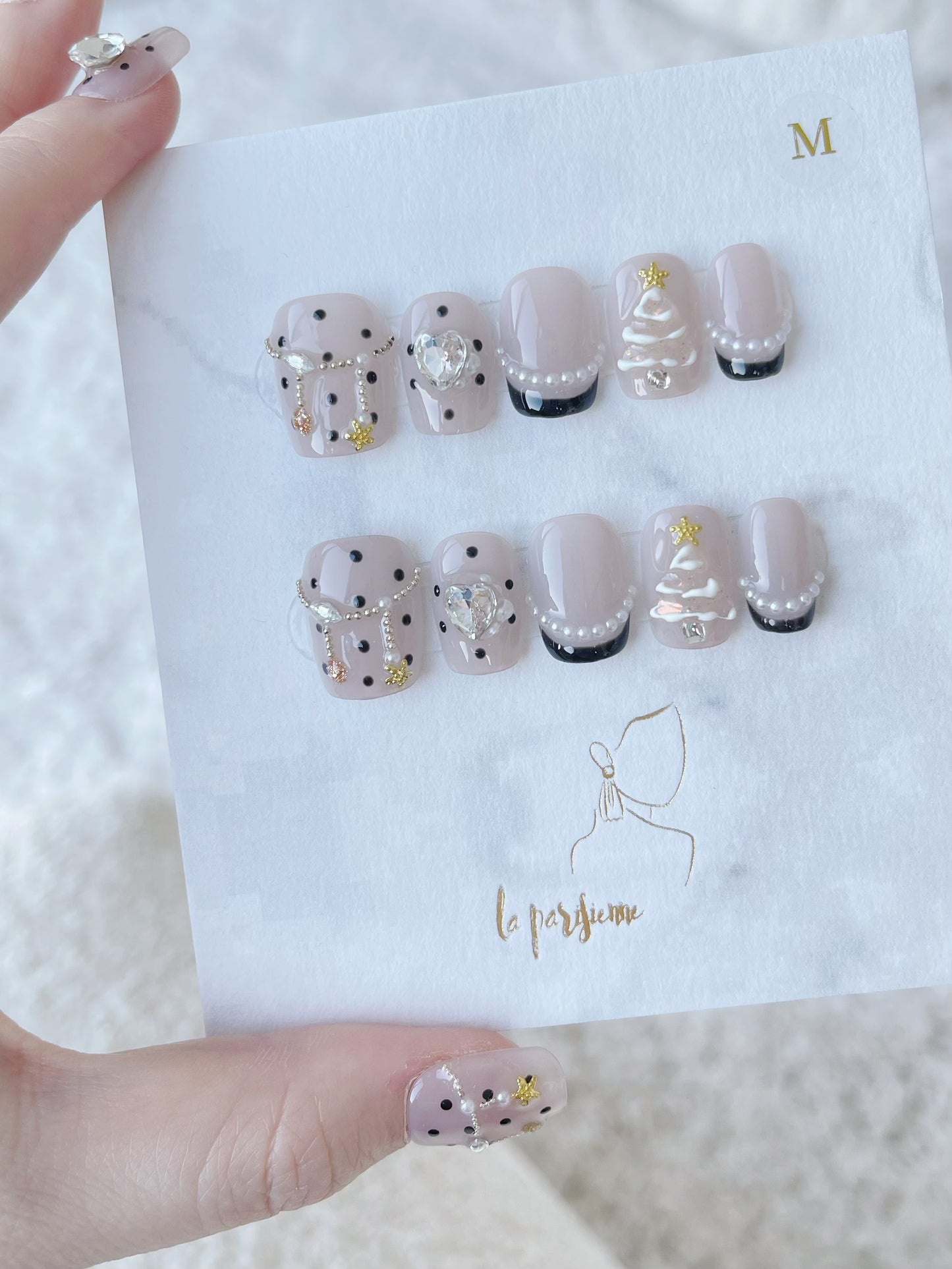 Polka Dot Christmas Tree Press On Nails