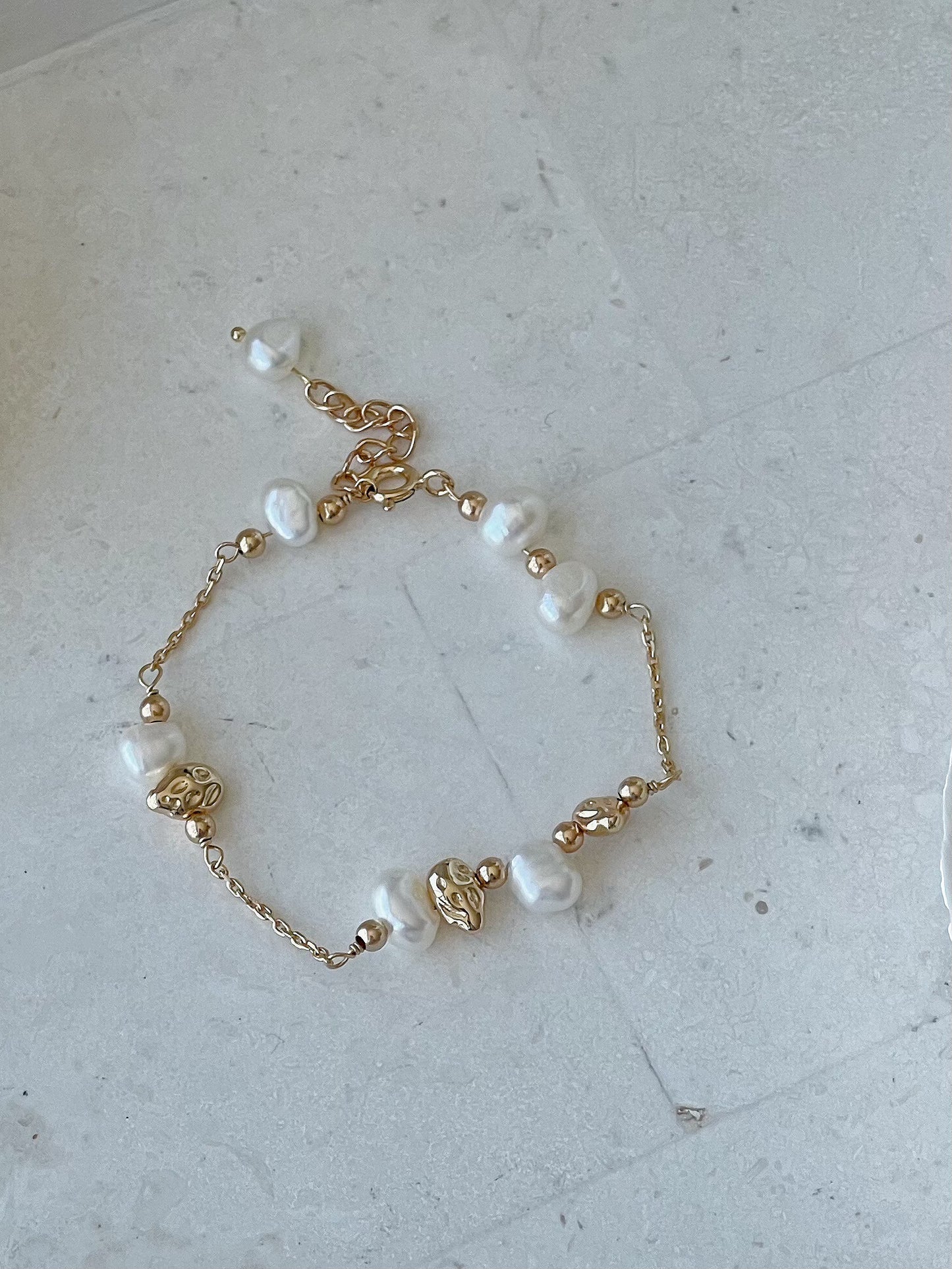 Genevieve Gold Plated Freshwater Pearl Bracelet