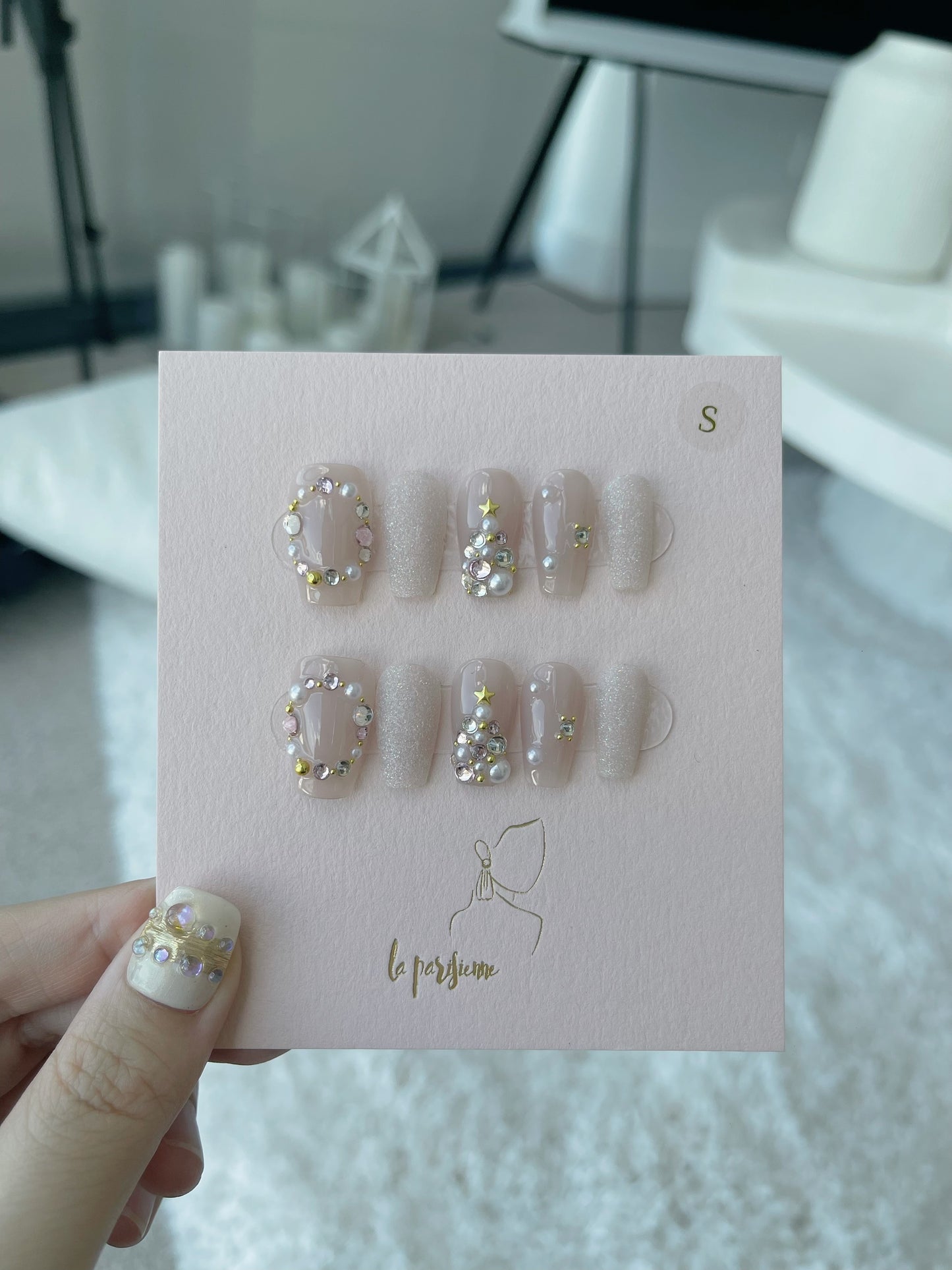 Pink Christmas Press On Nails