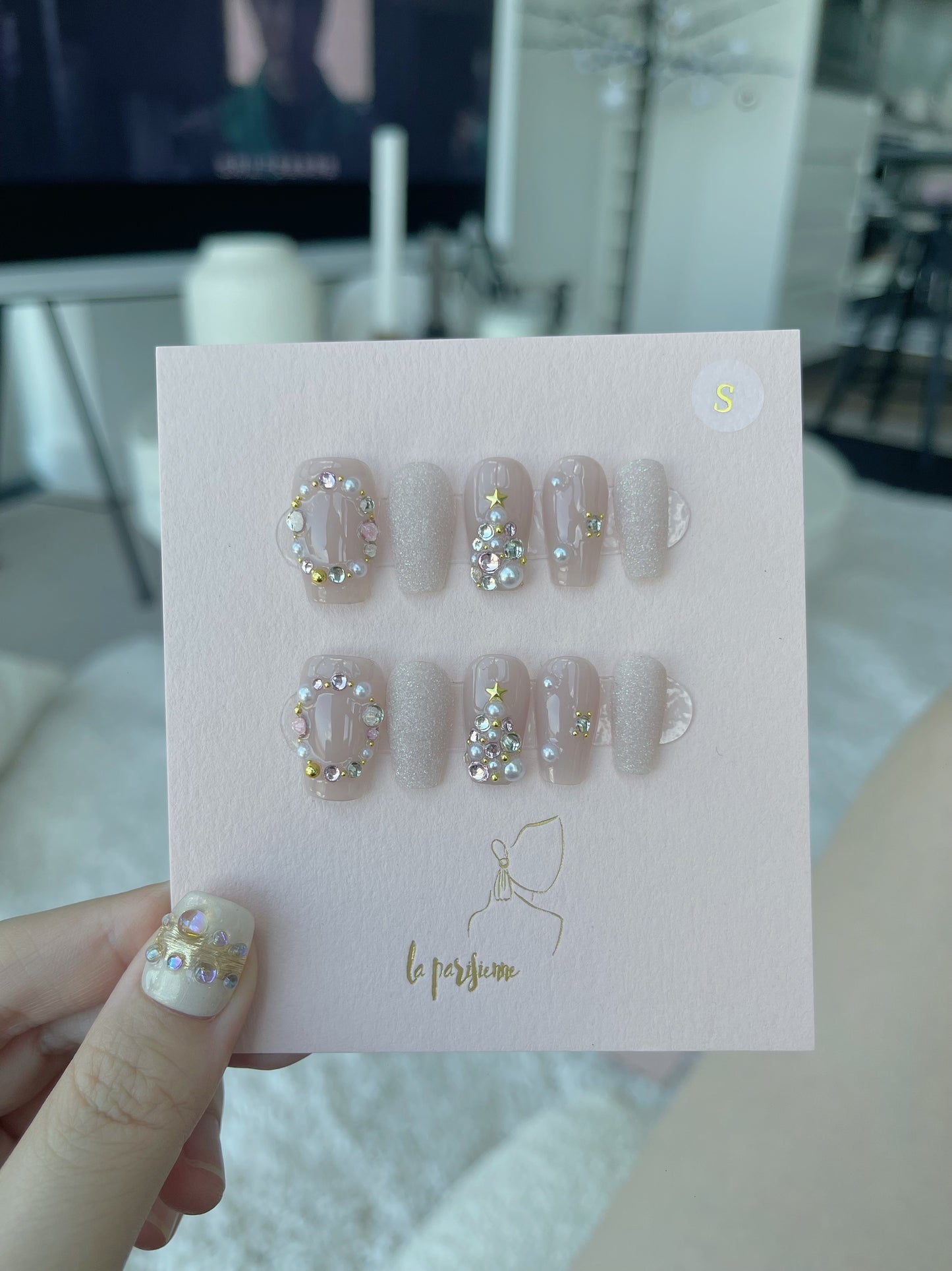 Pink Christmas Press On Nails