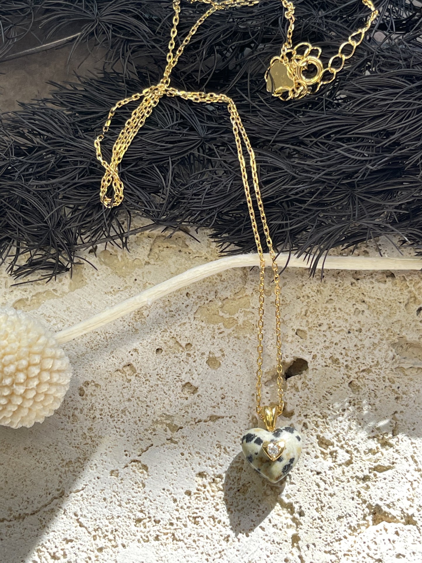 Romina Dalmatian Jasper Heart Necklace