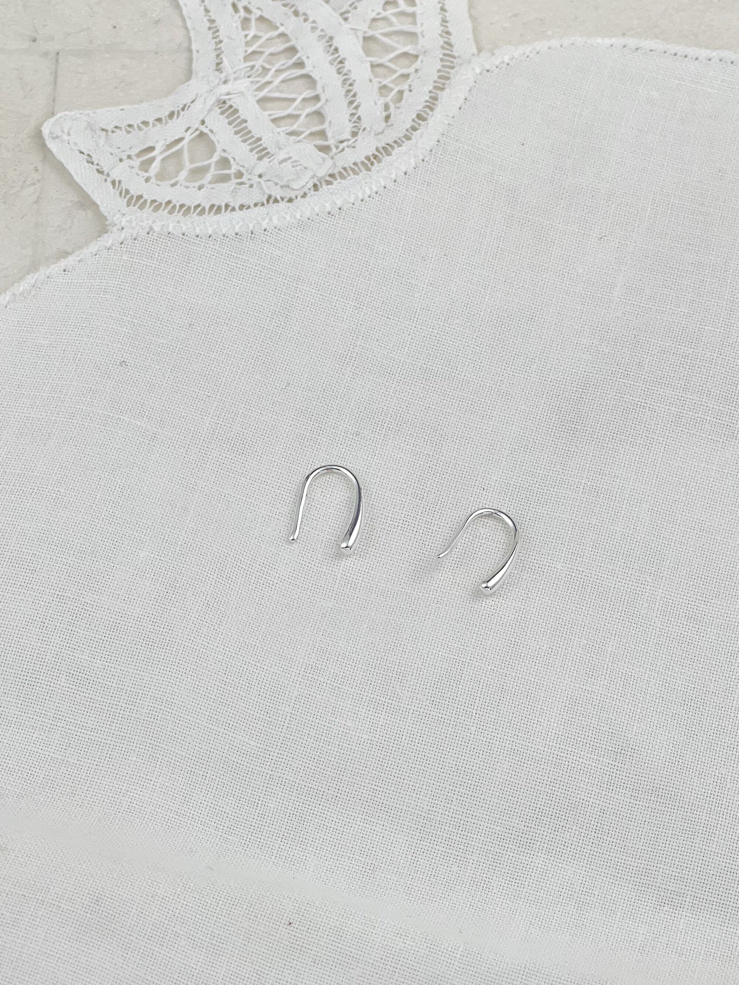 Silver U Shaped Drop Earrings