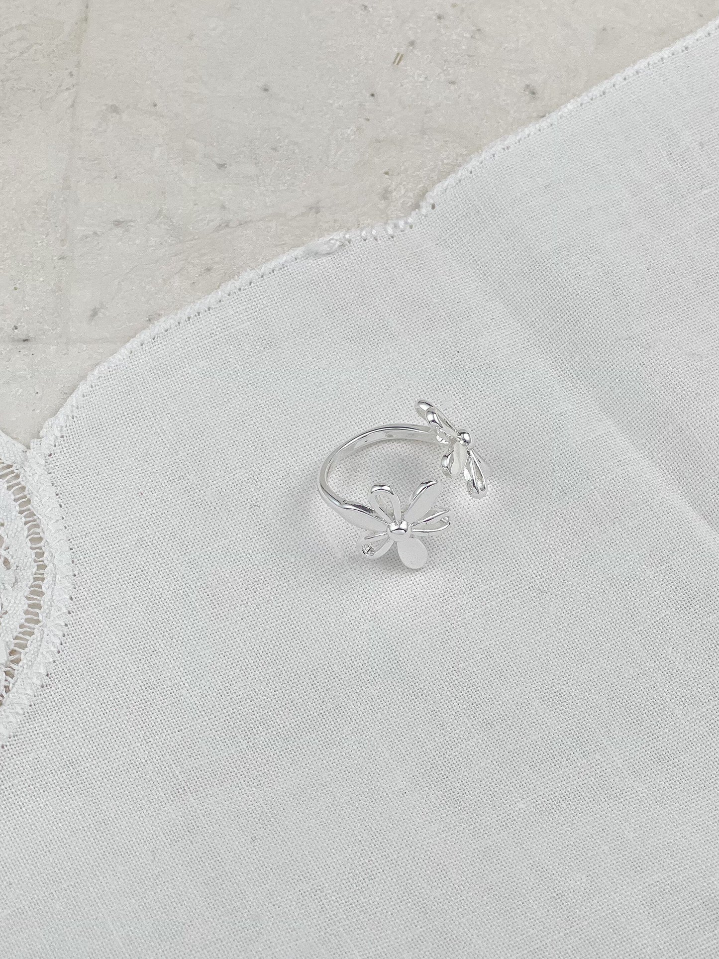 Silver Double Flower Ring