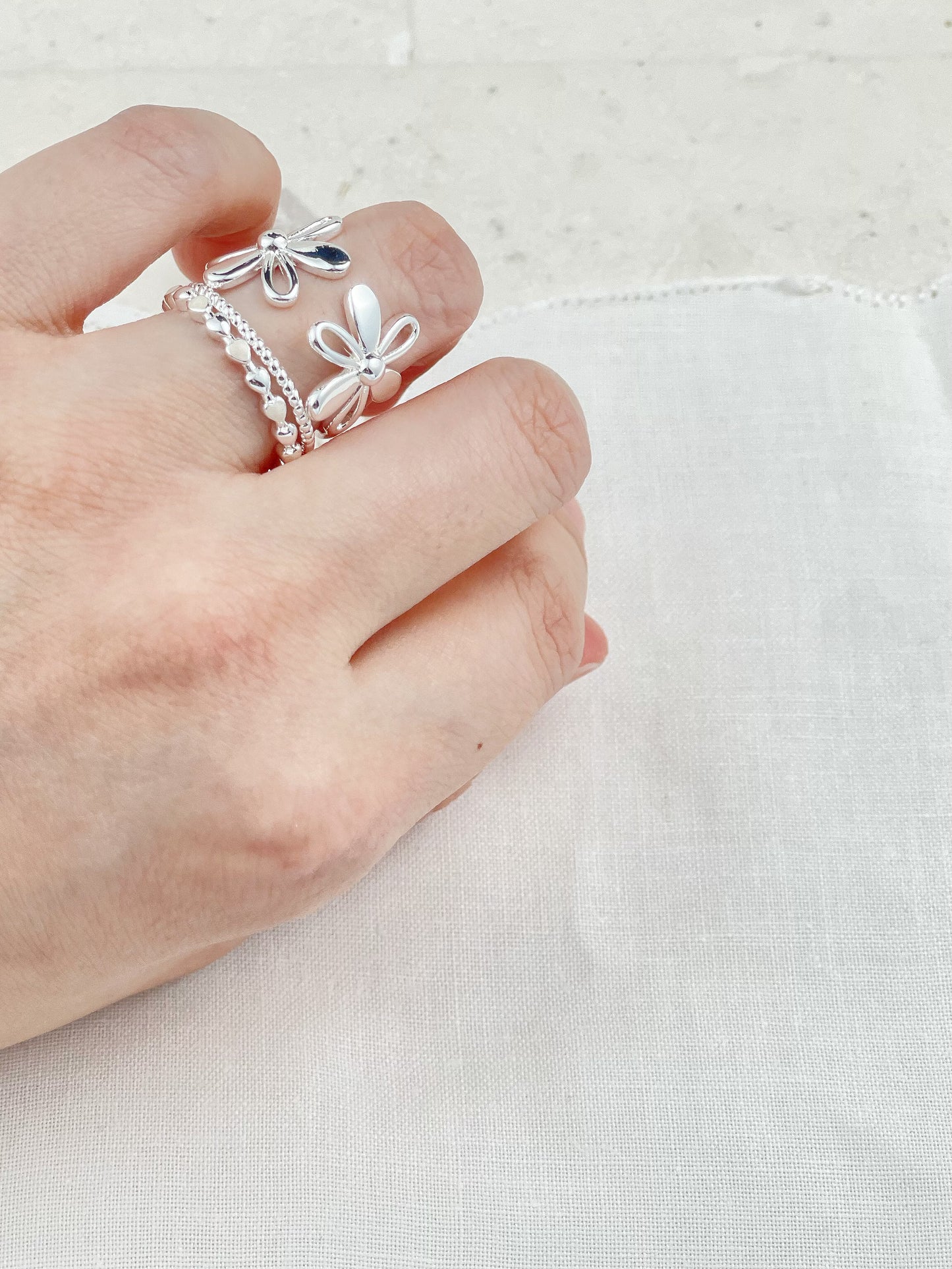 Silver Double Flower Ring