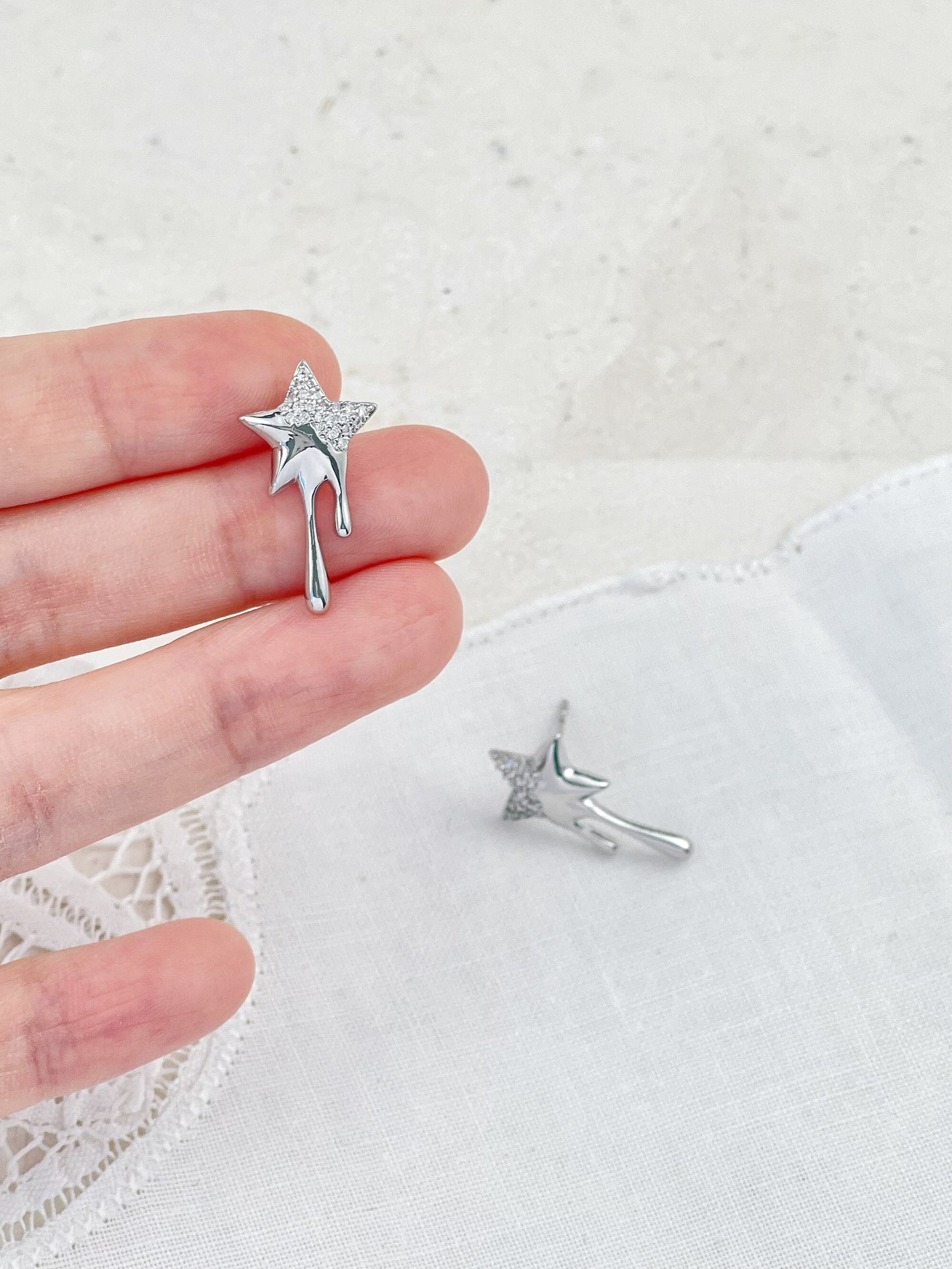 Silver Meteor Stud Earrings