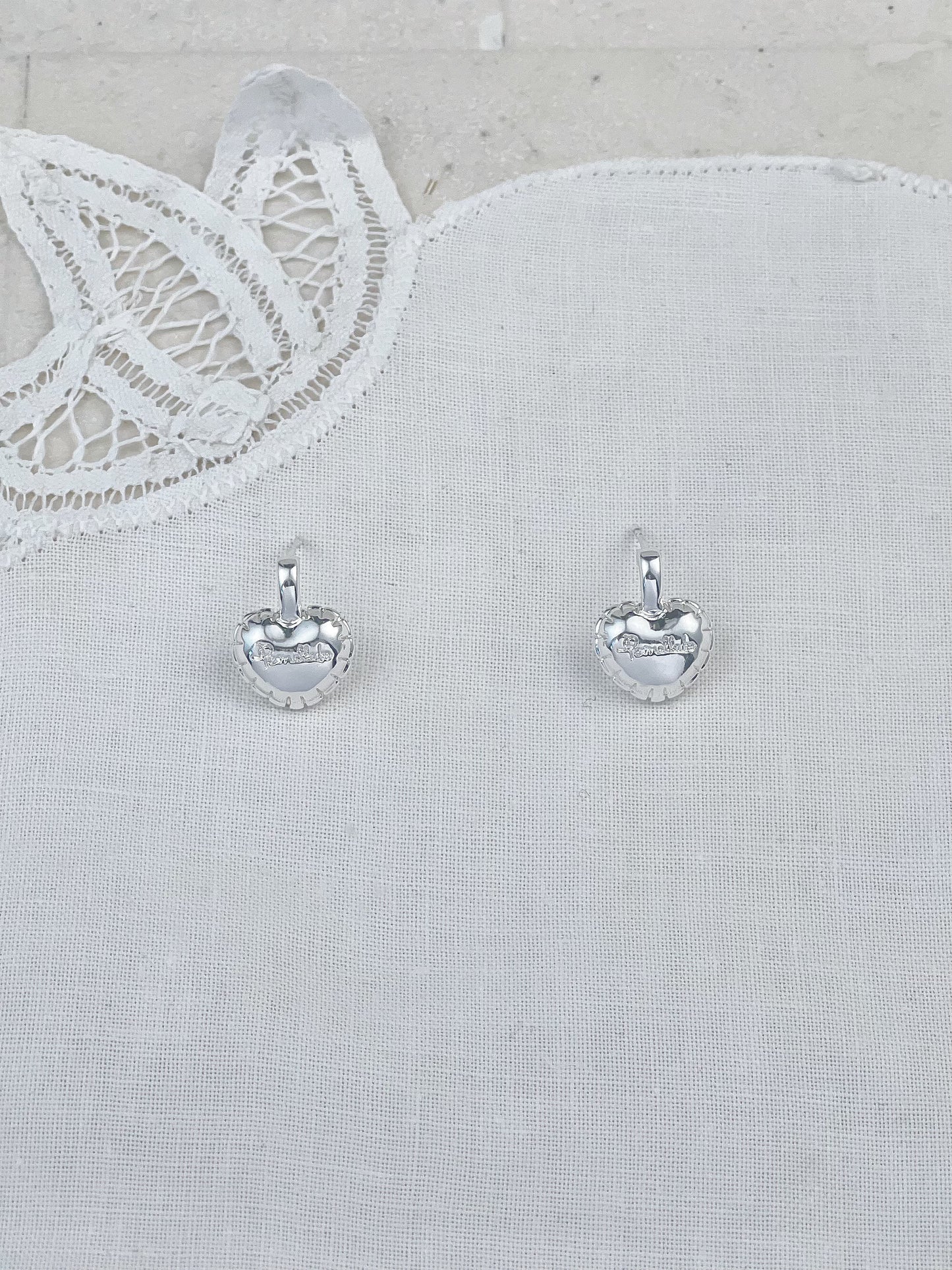 Silver Balloon Heart Stud Earrings