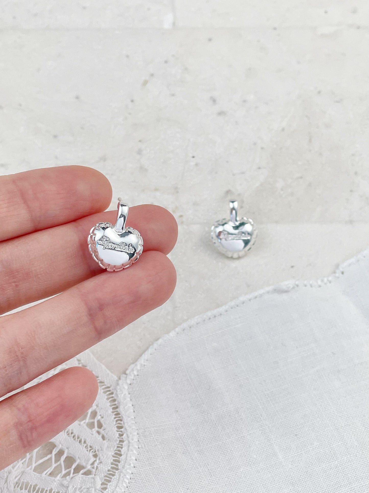 Silver Balloon Heart Stud Earrings