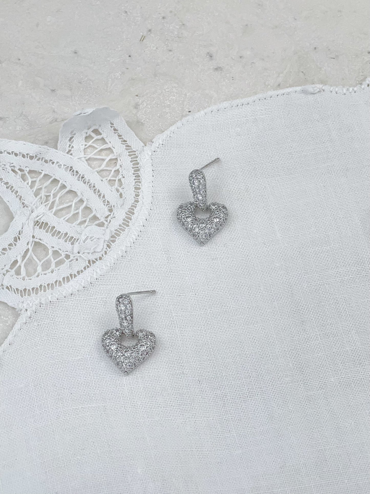 Gold /Silver Diamonds Water Drop Heart Earrings