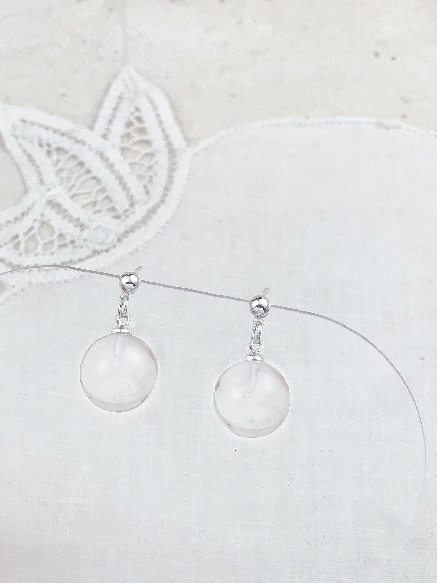 Silver Crystal Ball Earrings