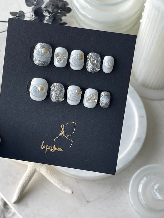 Marble Press On Nails