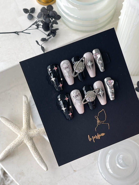 Pink Planet Press On Nails