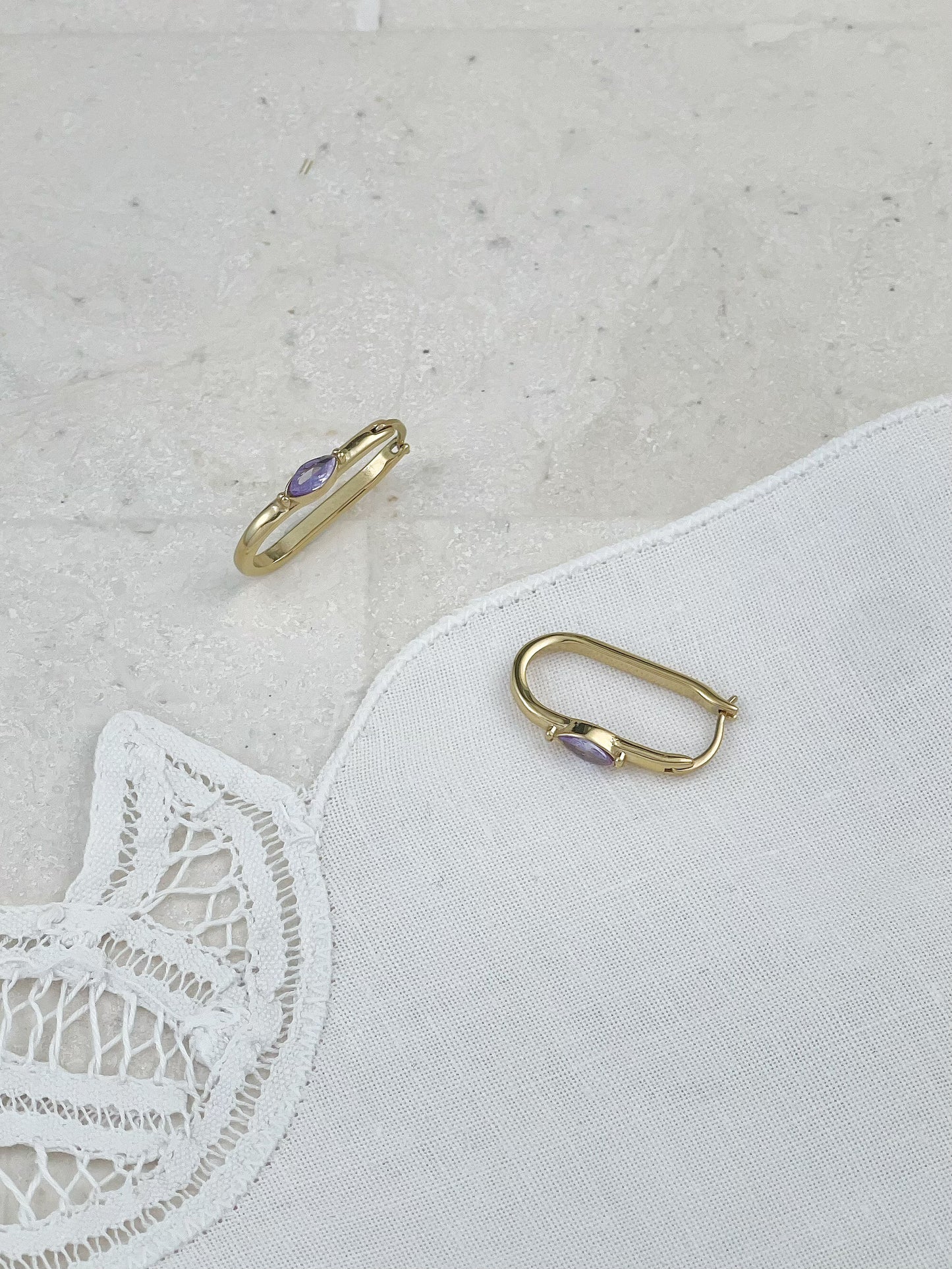 Gold Violet Hoop Earrings