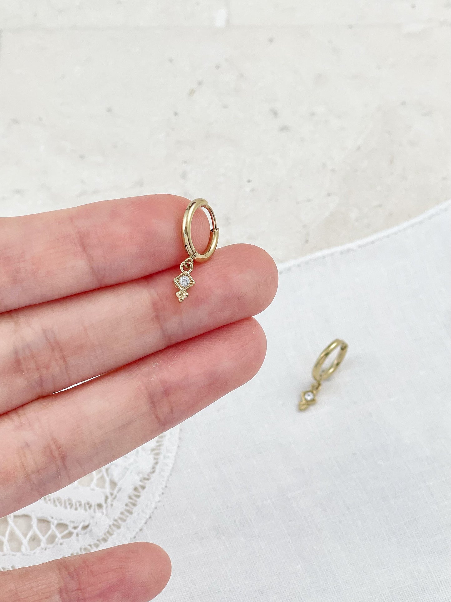 Gold Solitaire Earrings