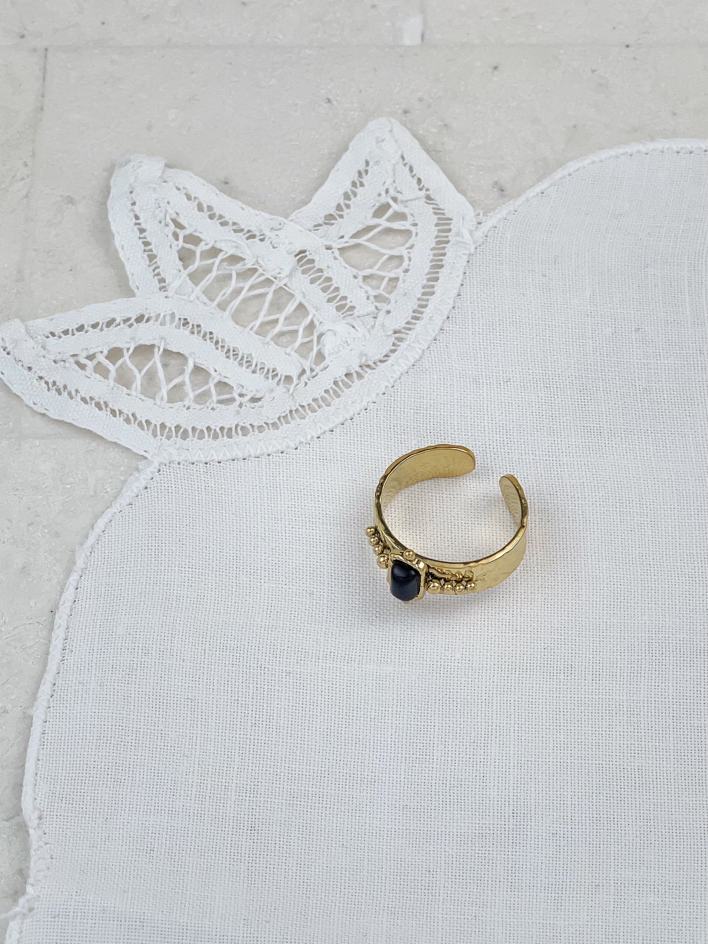 Gold Plated Vintage Molten Obsidian Ring