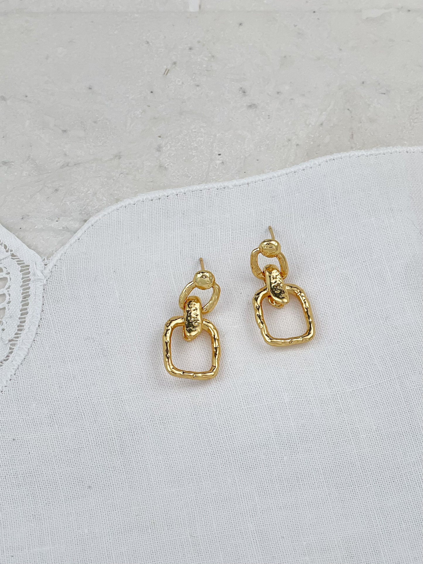 Gold Plated Molten Double Hoop Earrings