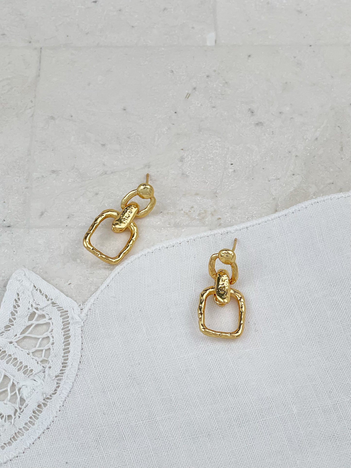 Gold Plated Molten Double Hoop Earrings