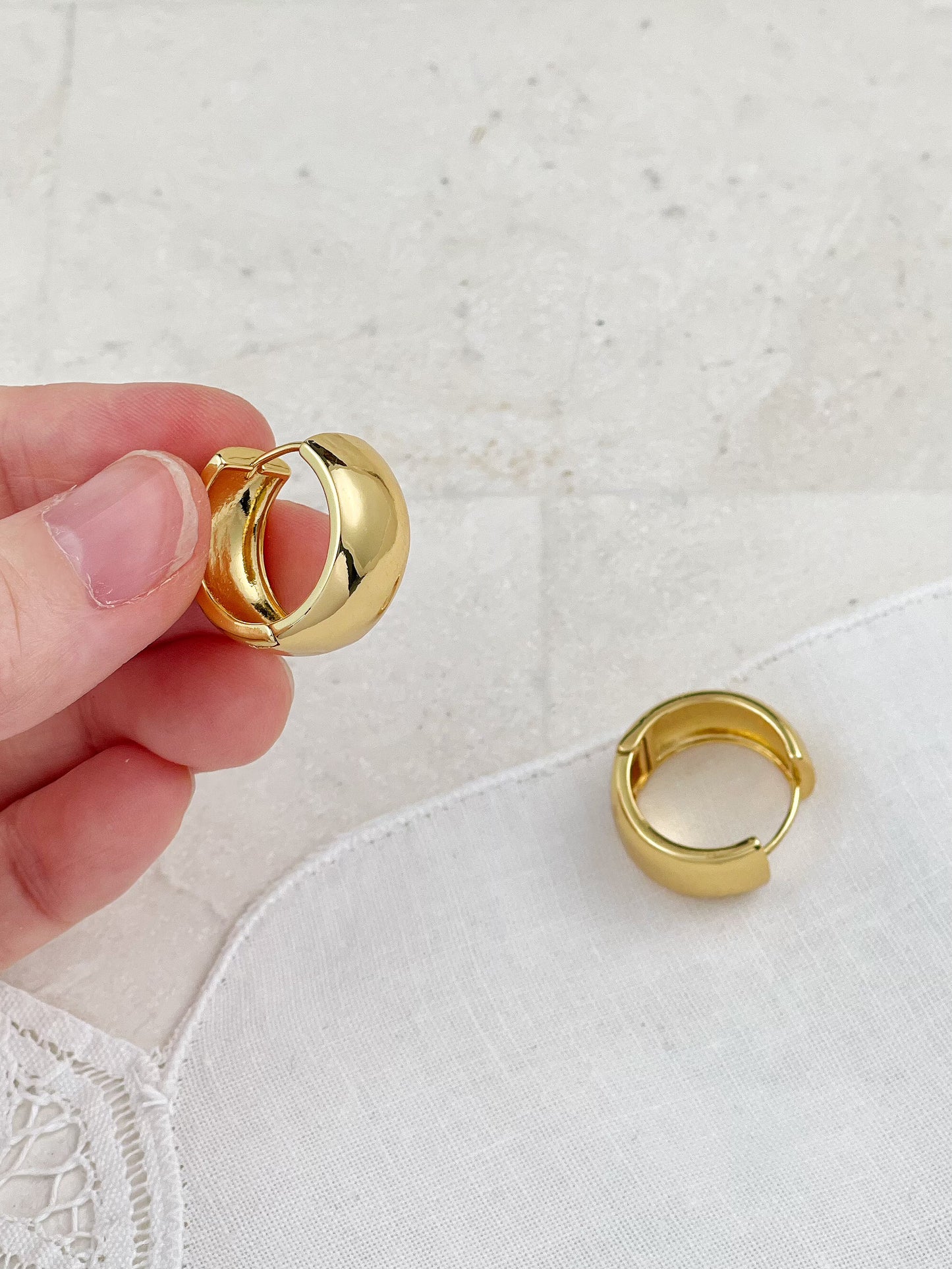 Gold Plated Mini Wider Hoop Earrings