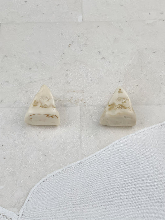 Gold Plated Acrylic Simulated Stone Triangle Stud Earrings