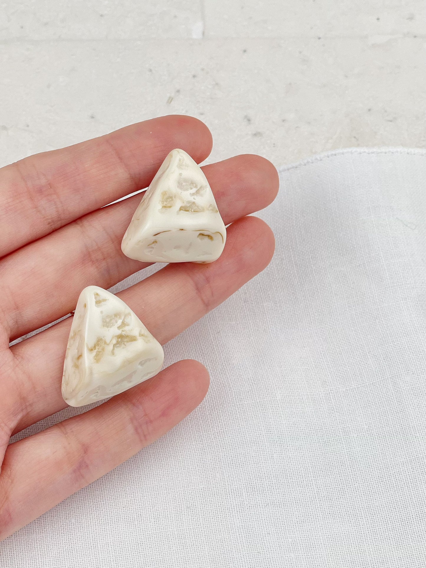 Gold Plated Acrylic Simulated Stone Triangle Stud Earrings