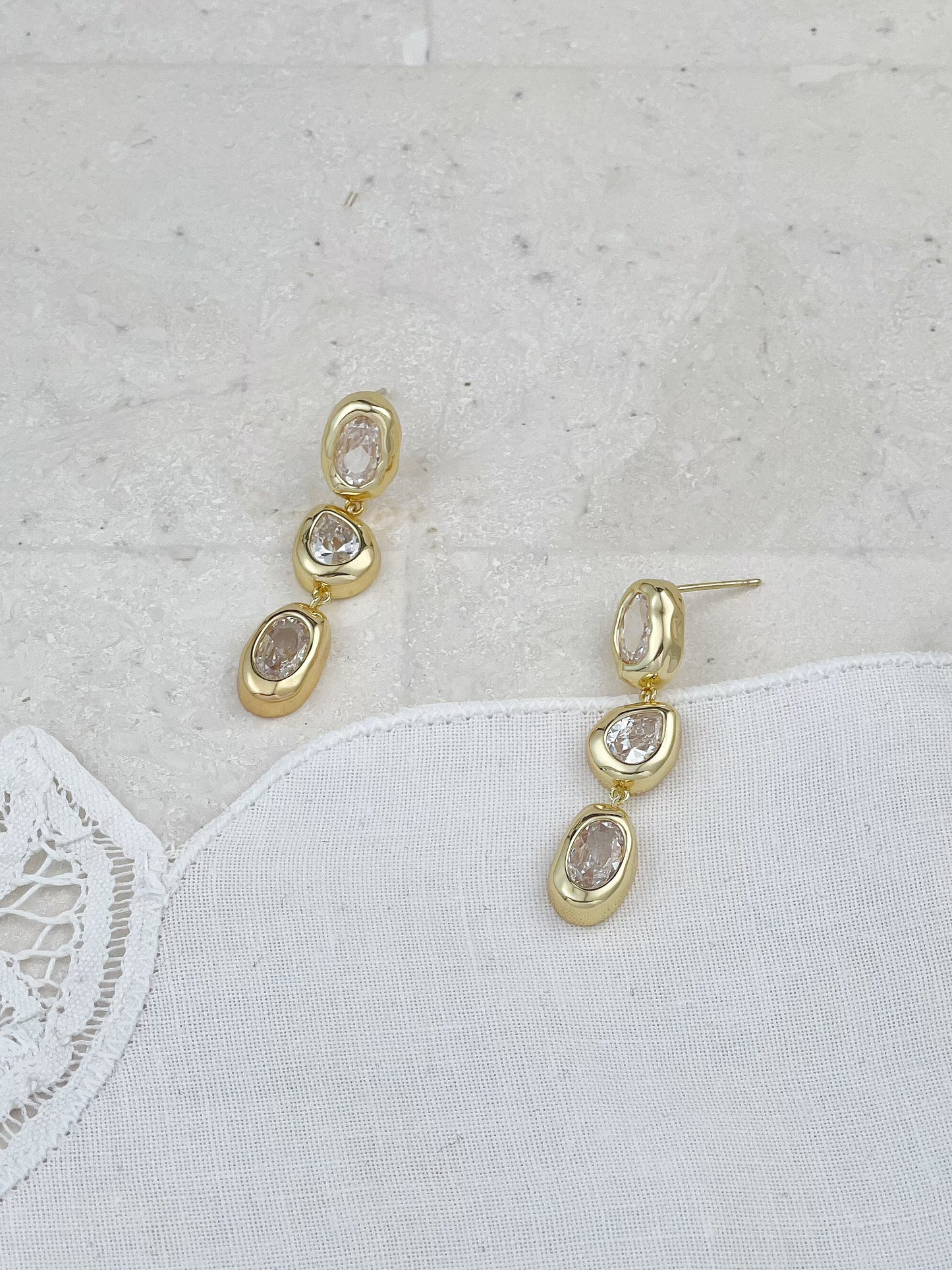 Gold Plated Molten Diamond Earrings