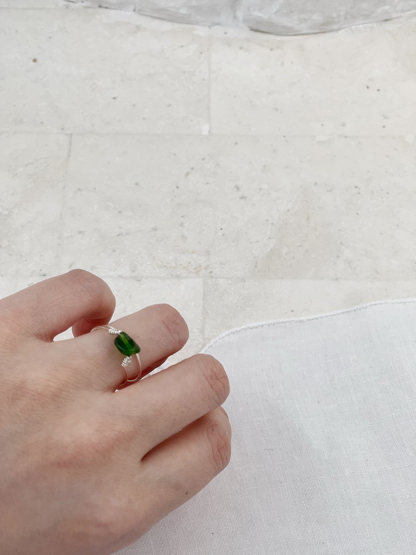 Silver Plated Peridot Ring