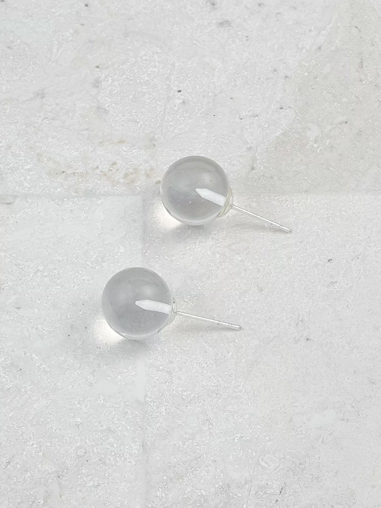 Silver Plated Crystal Ball Stud Earrings